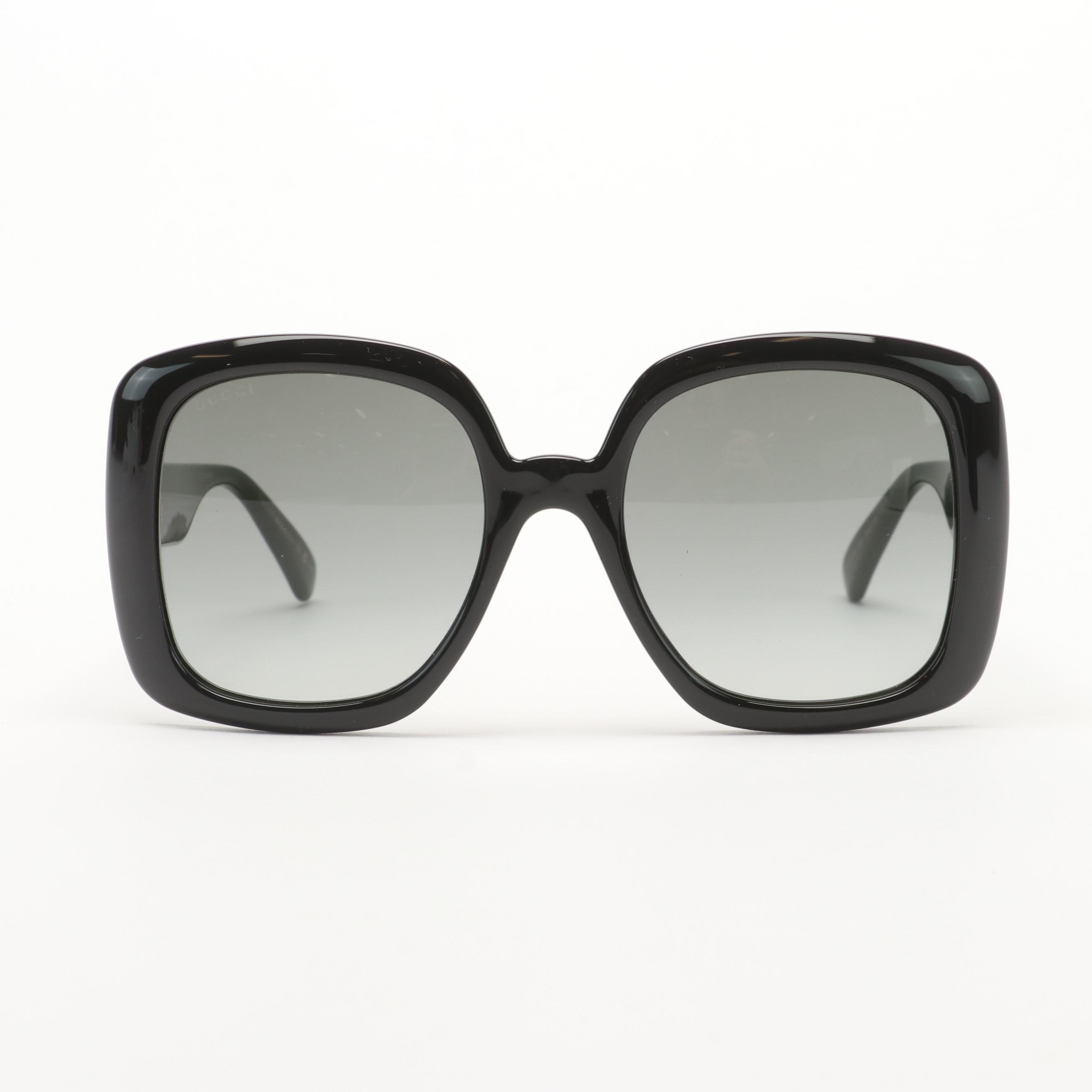 Gucci GG 0713/S Black Square Sunglasses with Case