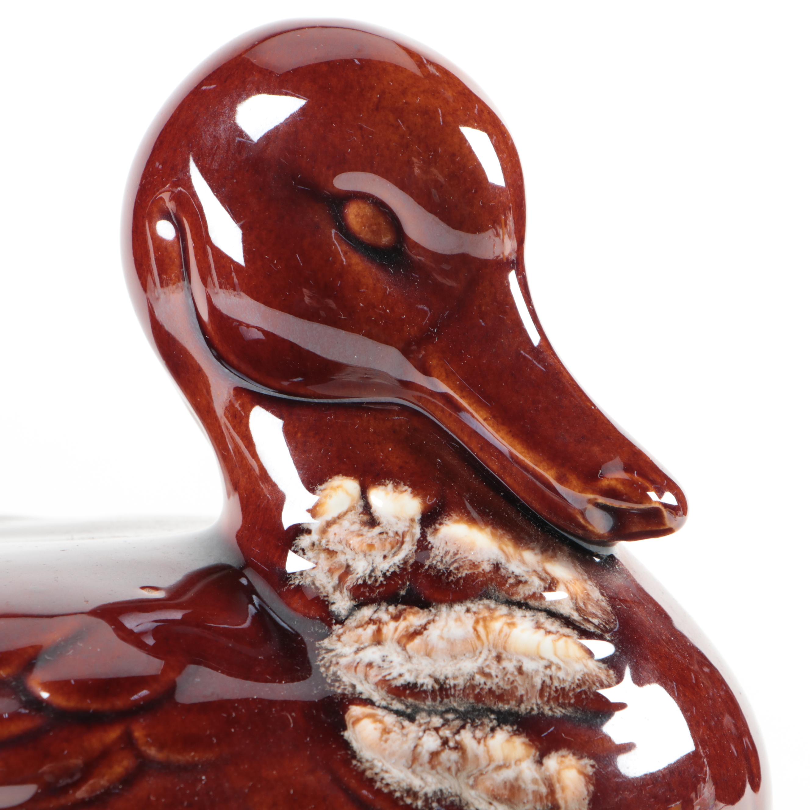 Hull Pottery Drip Glaze Duck Lidded Casserole