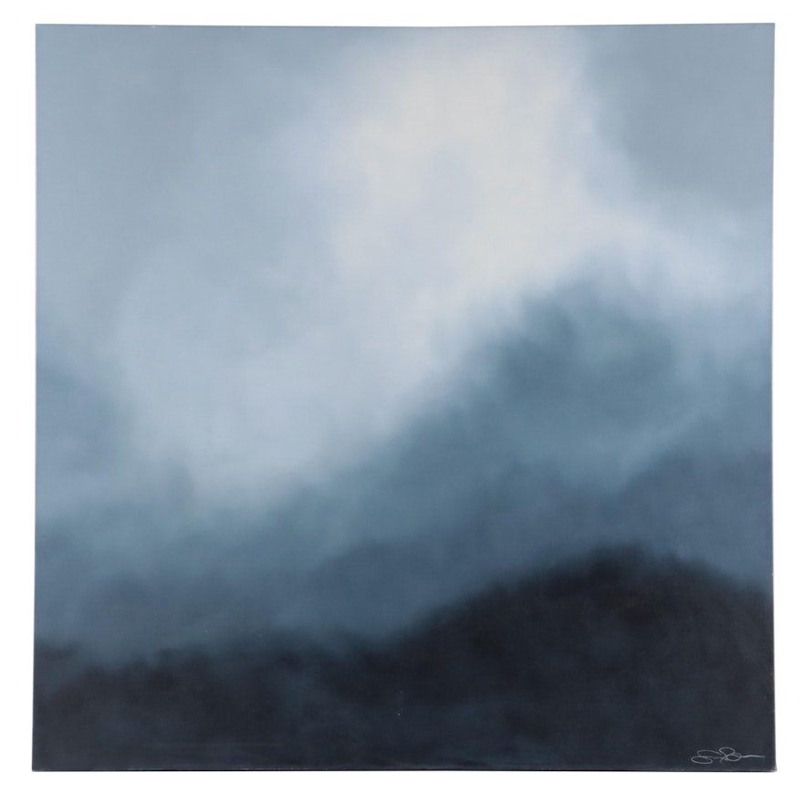 Sarah Brown Oil Painting "Misty Range," 21st Century