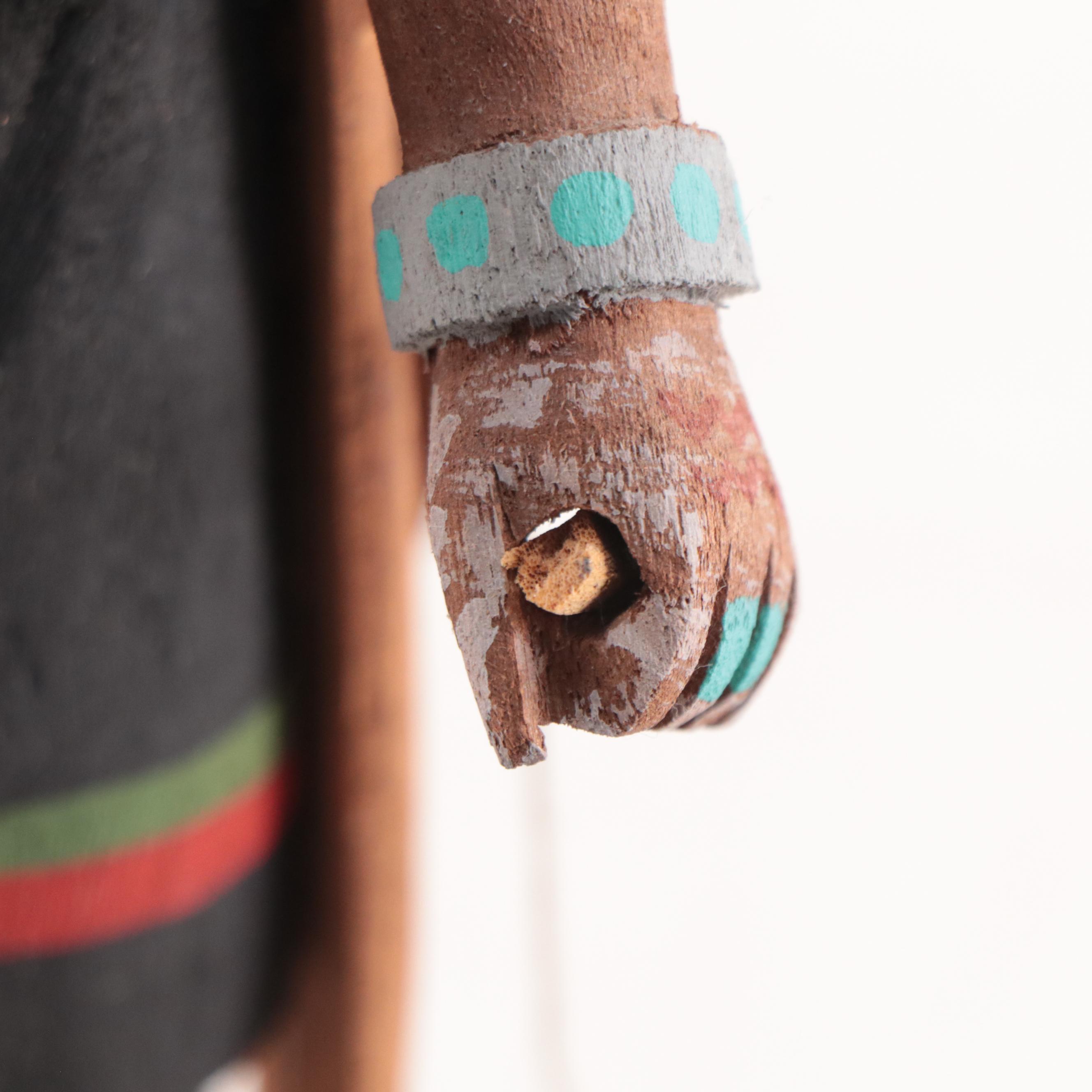 Southwestern Hopi Style Hand-Painted Wooden Warrior Figure