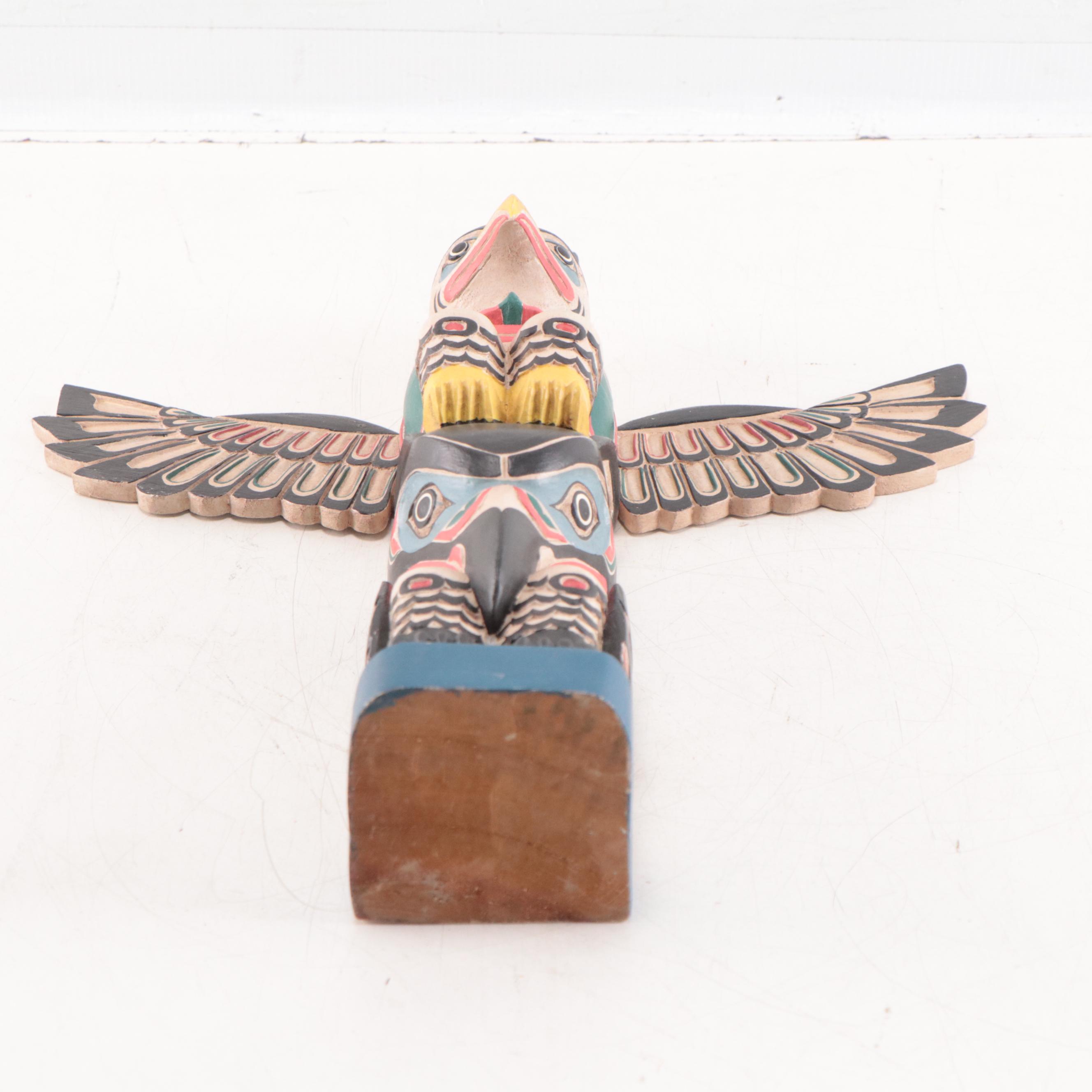 Northwest Coast Style Polychrome Carved Wood Totem Pole