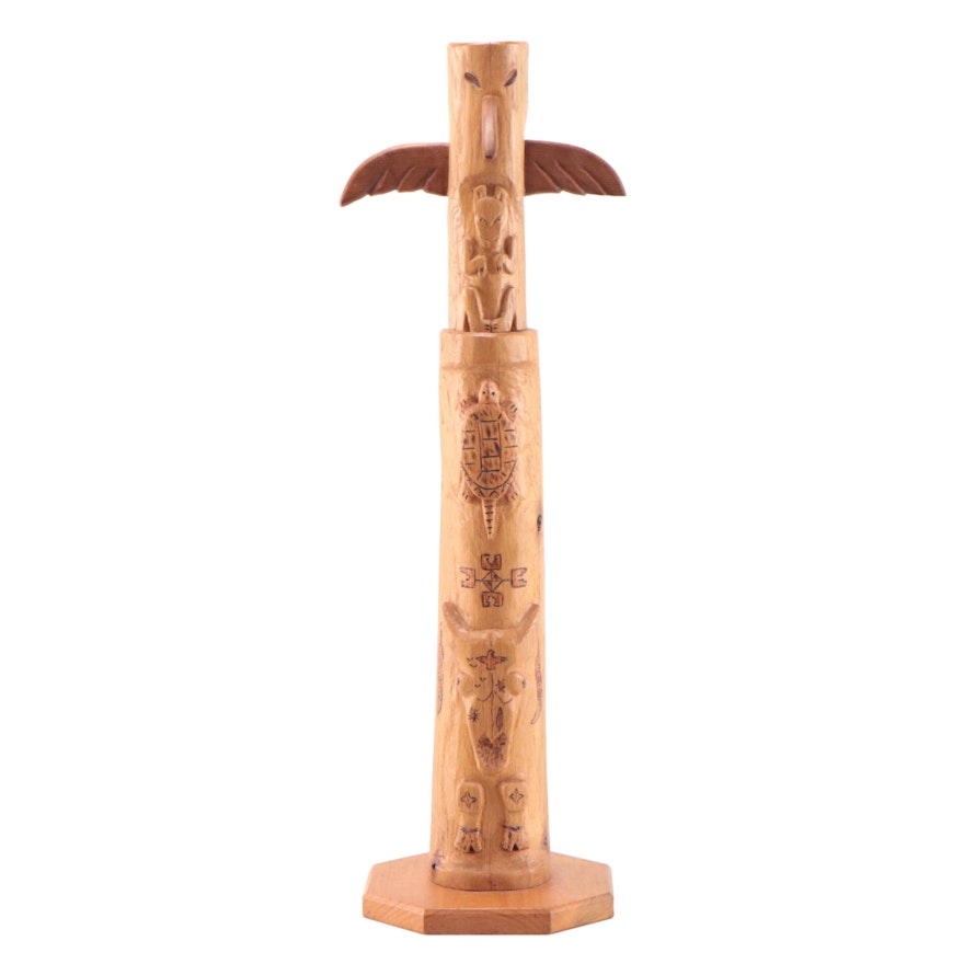 Northwest Coast Style Carved Wood Totem Pole