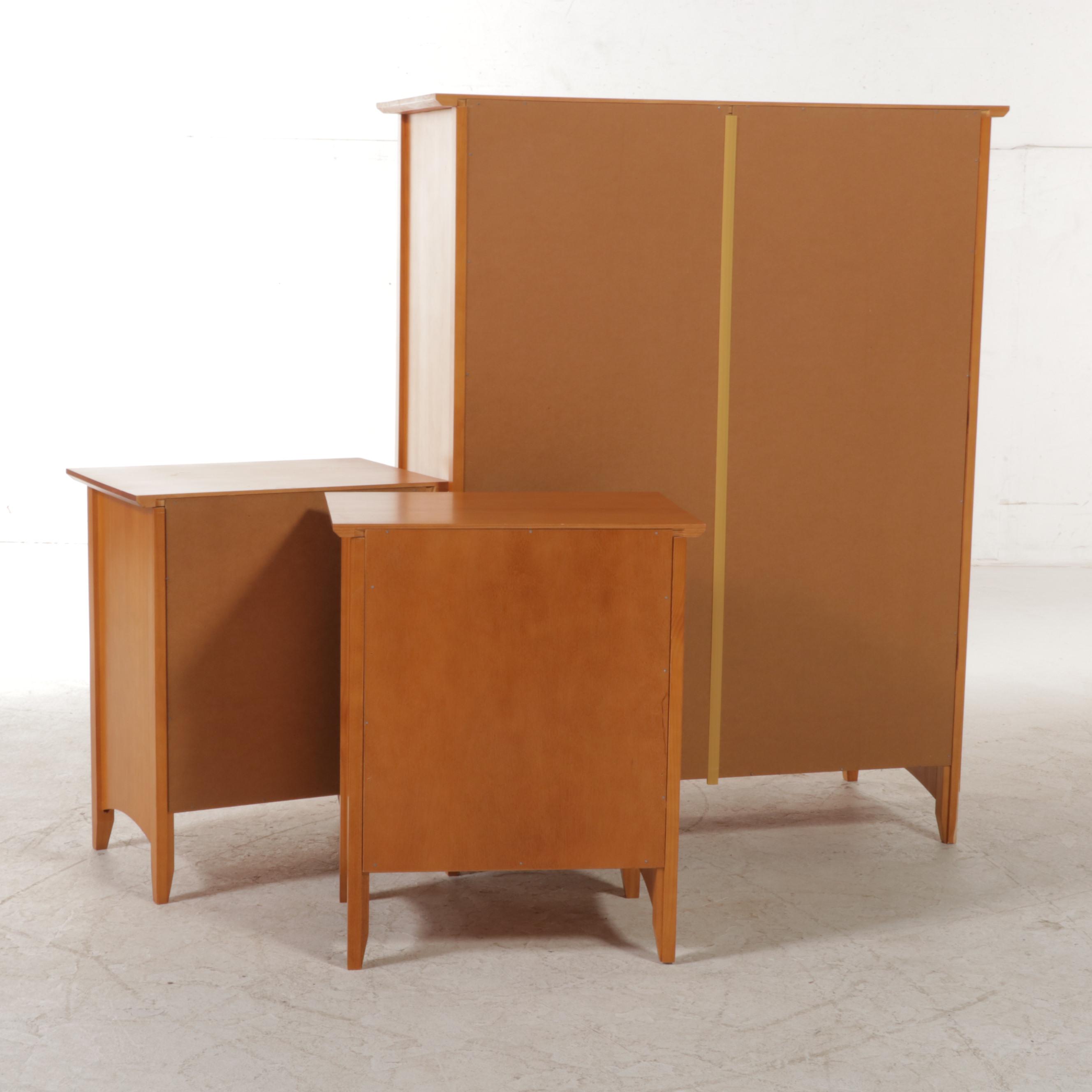 Shaker Style Pine Six-Drawer Chest Plus Two Nightstands