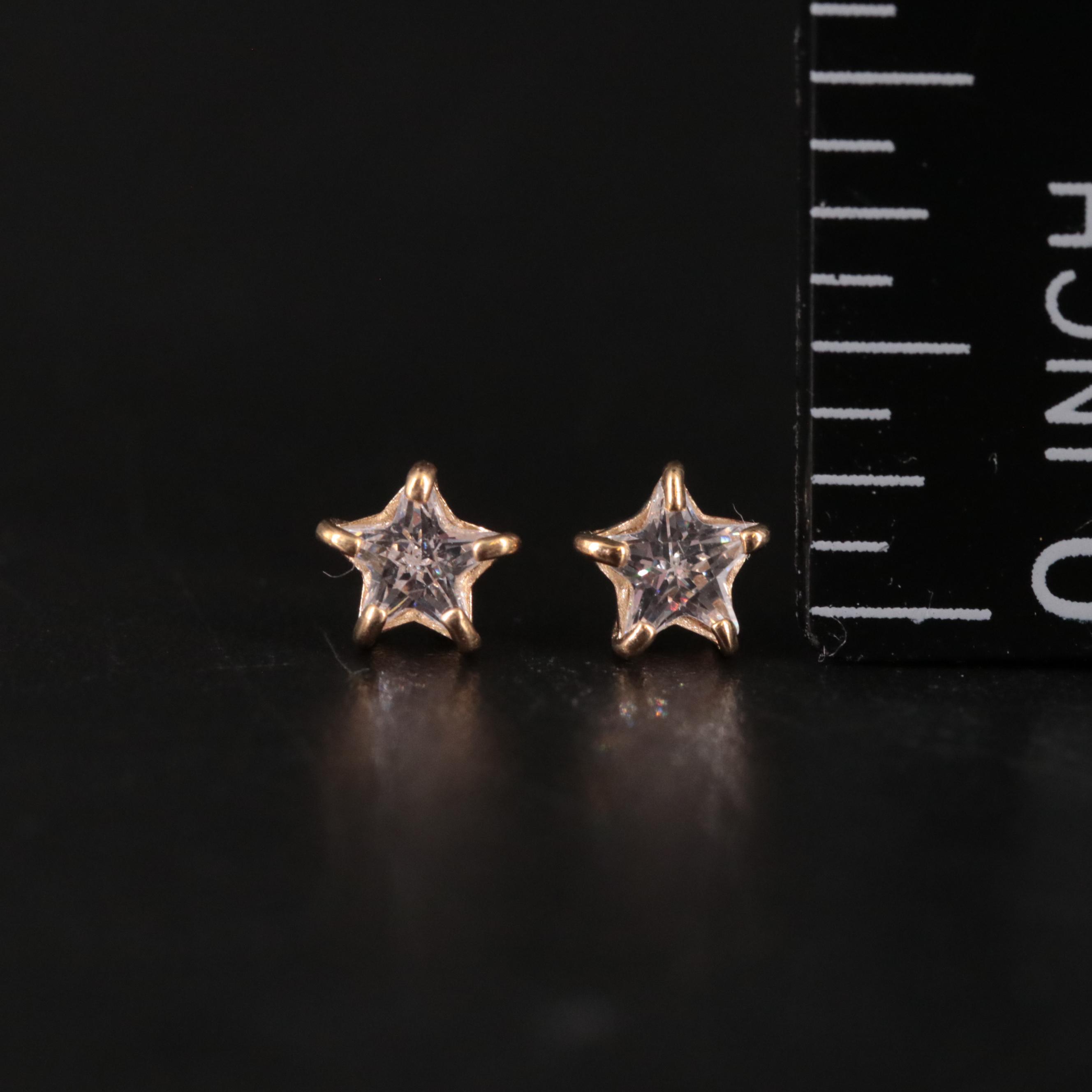 14K Cubic Zirconia Star Stud Earrings