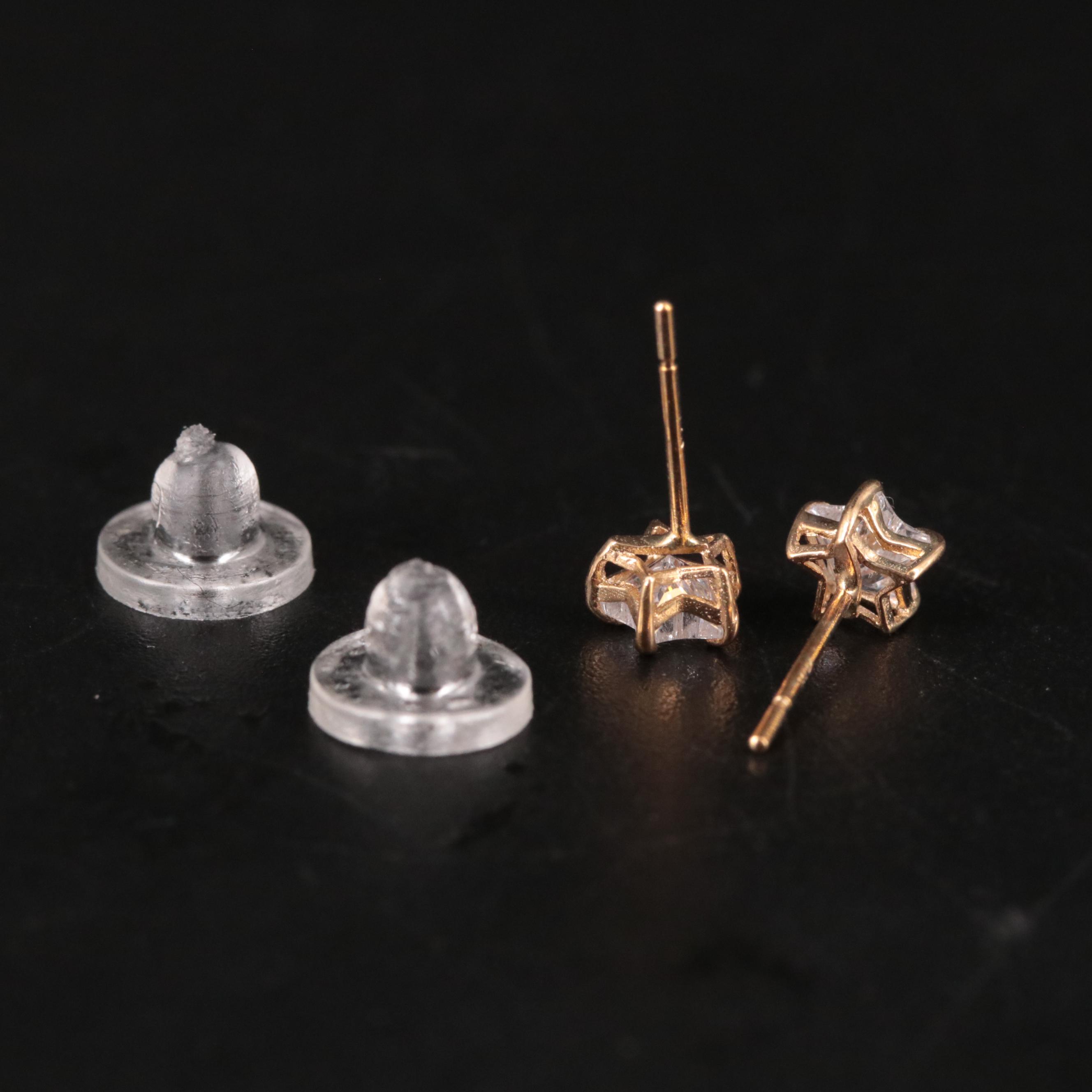 14K Cubic Zirconia Star Stud Earrings