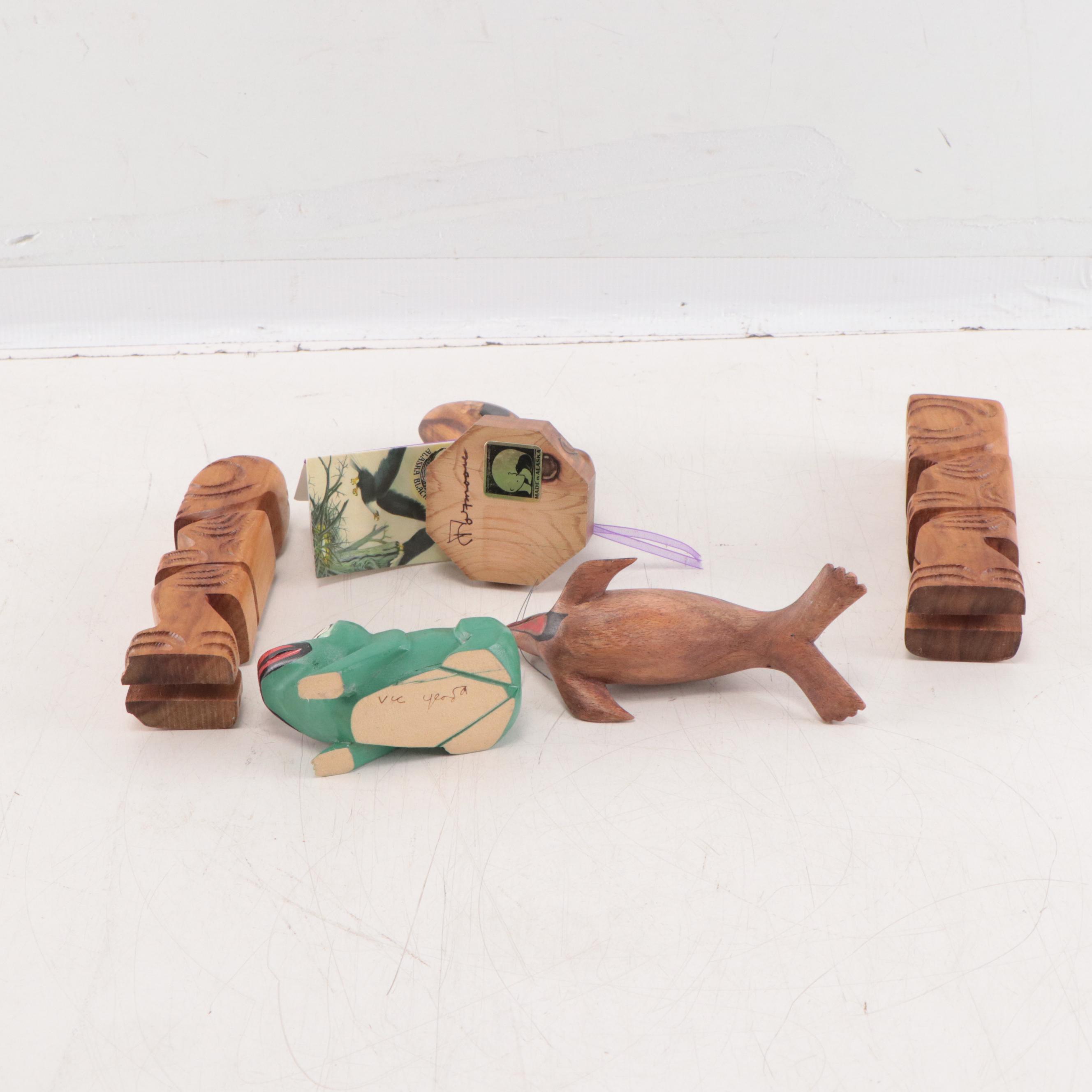 Alaskan and French Polynesian Carved Wood Sculptures