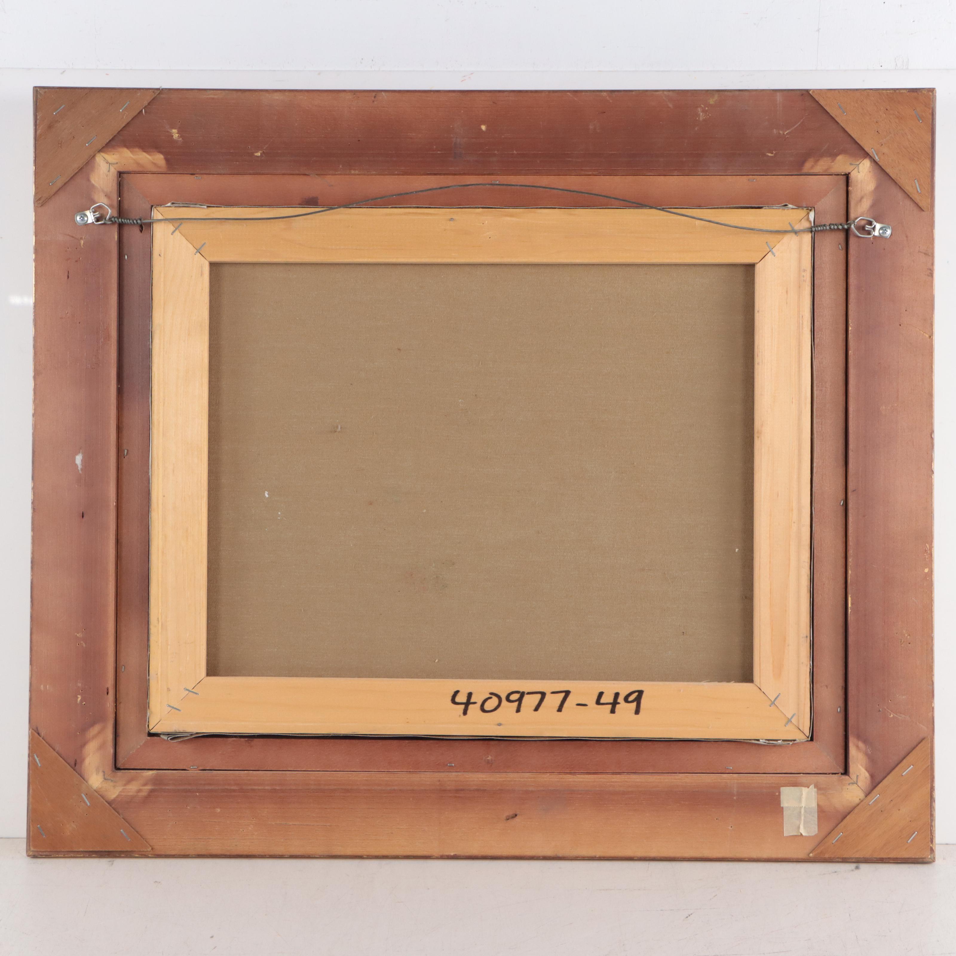 Folk Art Rabbit Scene Oil Painting