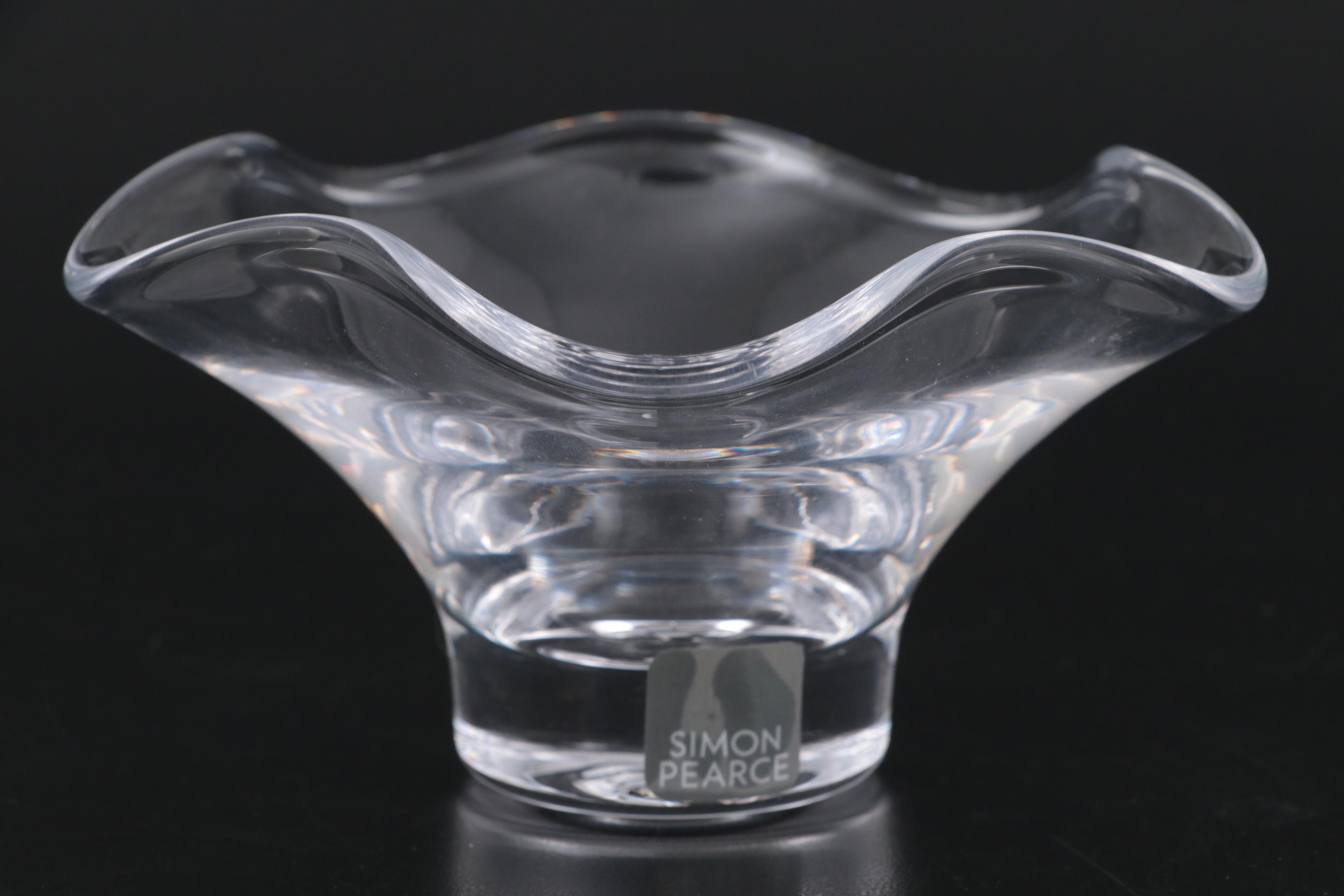 Mats Joasson Block Crystal Etched Squirrel with Simon Pearce Bowl