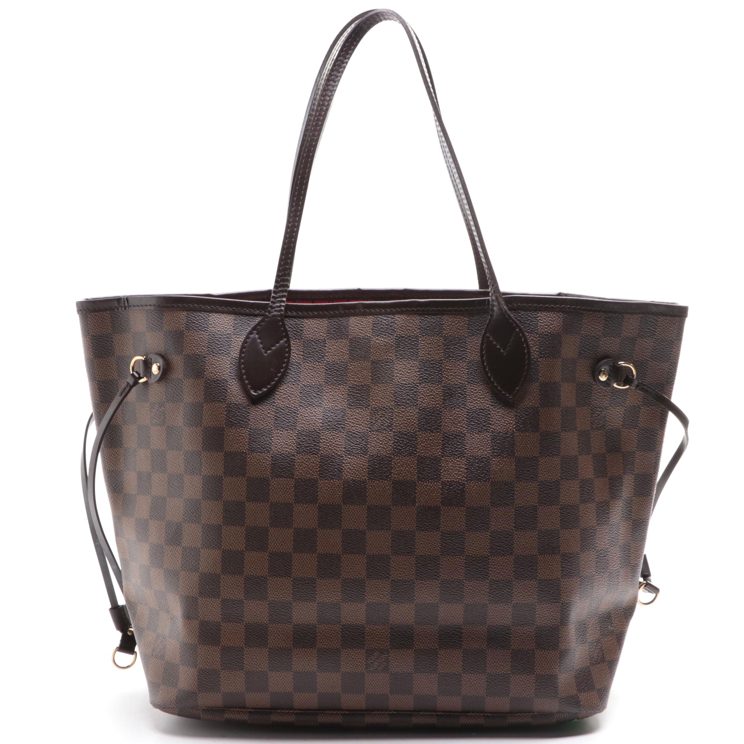 Louis Vuitton Neverfull MM Tote in Damier Ebene Canvas and Leather