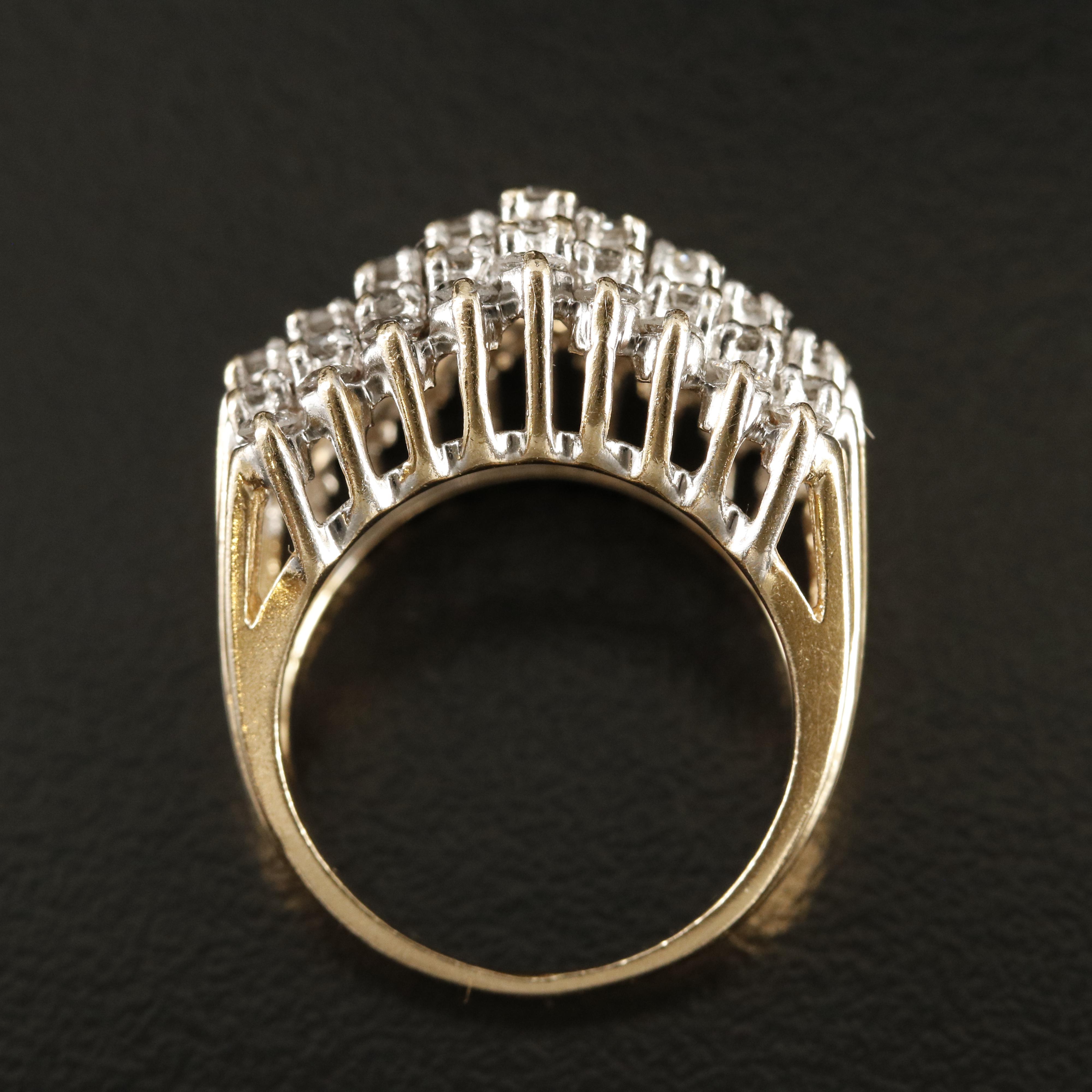 14K 1.85 CTW Diamond Multi-Row Ring