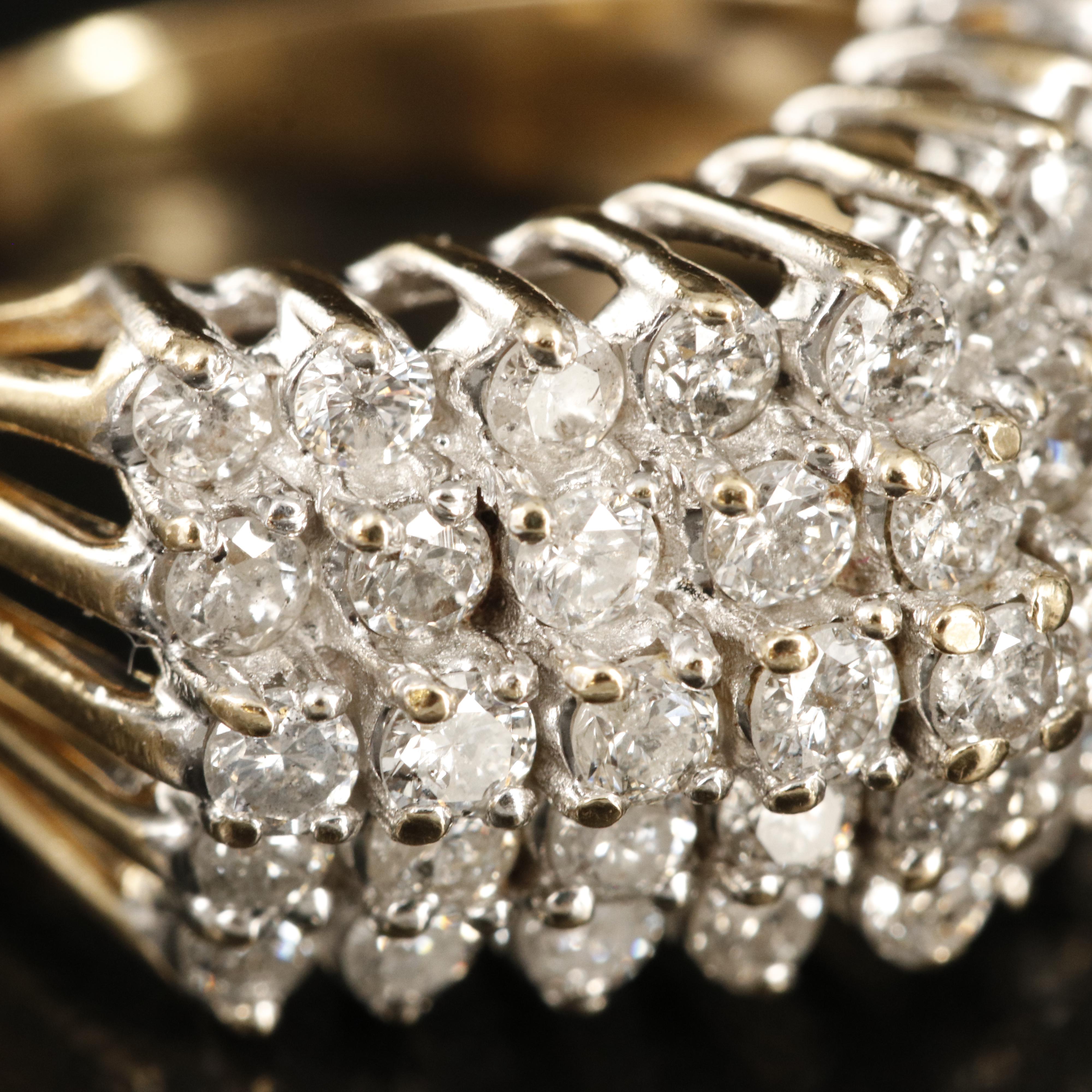 14K 1.85 CTW Diamond Multi-Row Ring