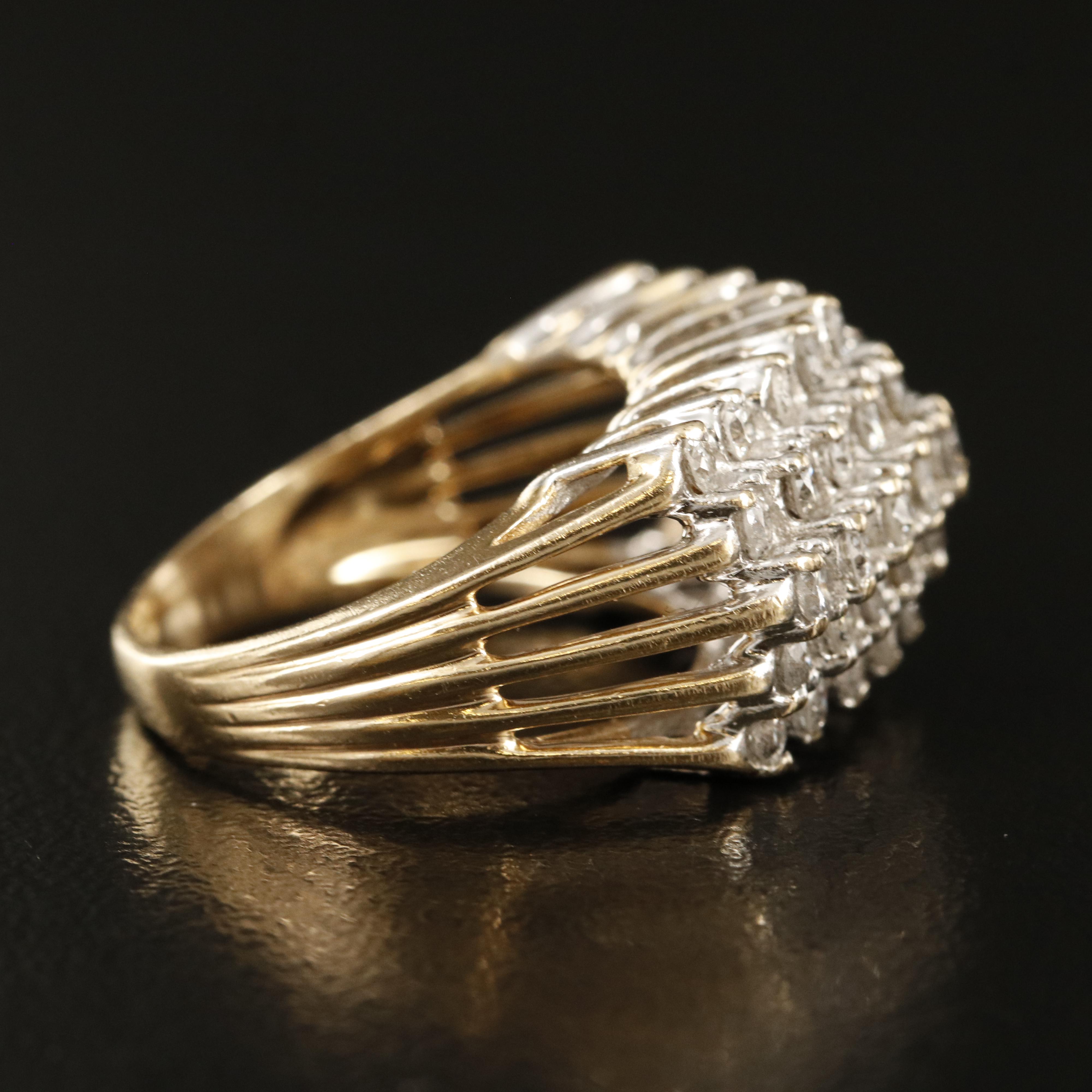 14K 1.85 CTW Diamond Multi-Row Ring