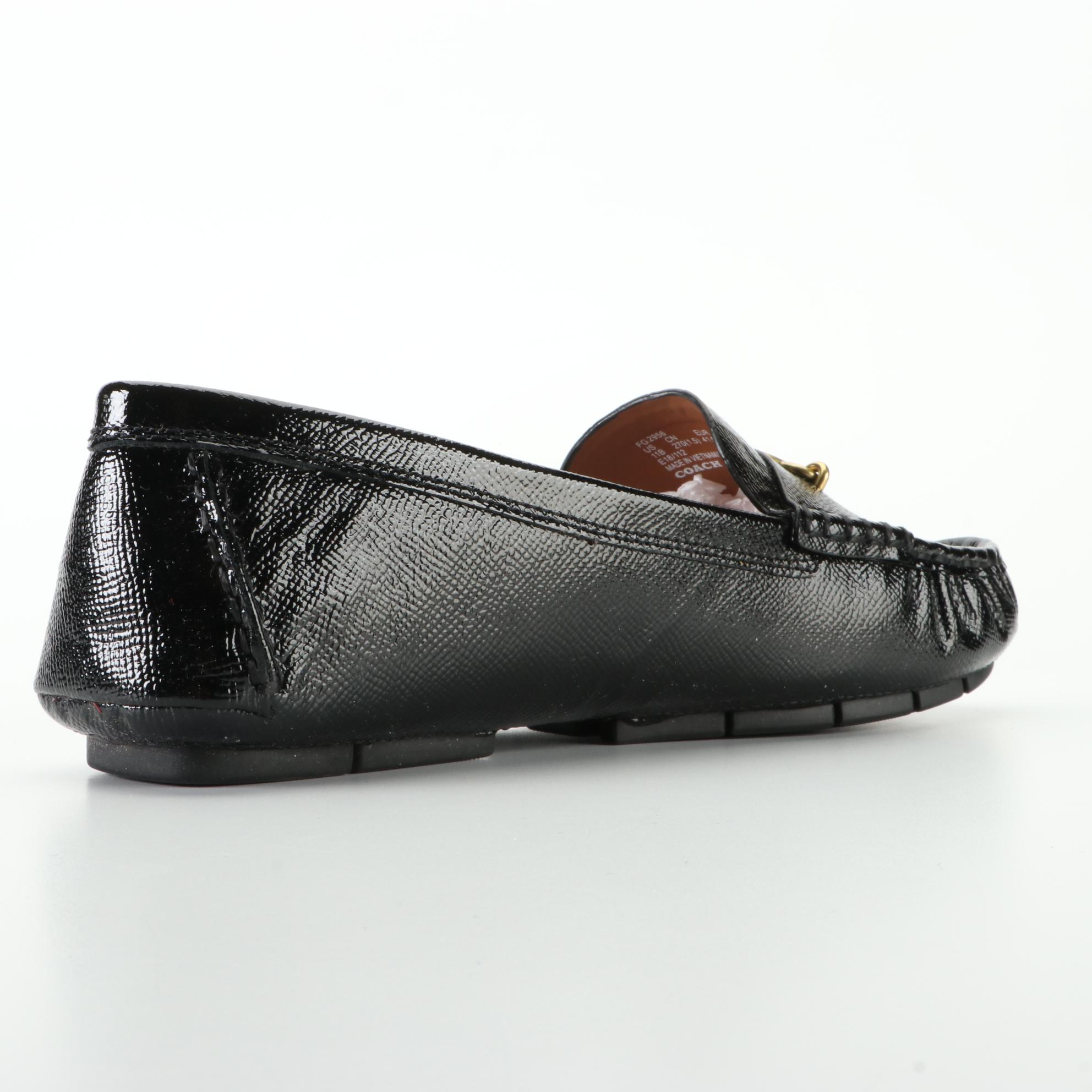 Coach Margot Patent Textured Leather Loafers with Box