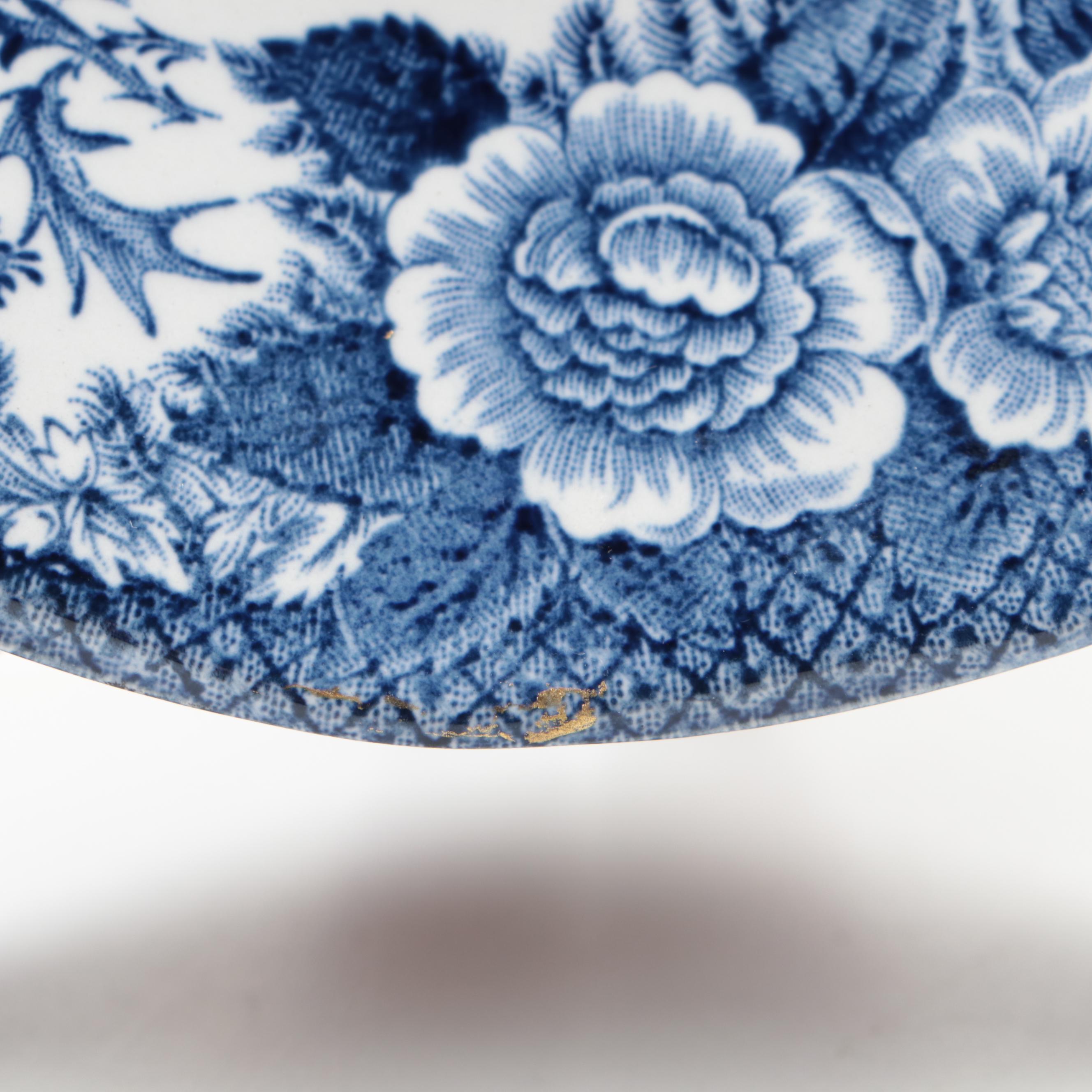 Signed Haleta Holmes Kintsugi  English Transferware Saucer with Stand