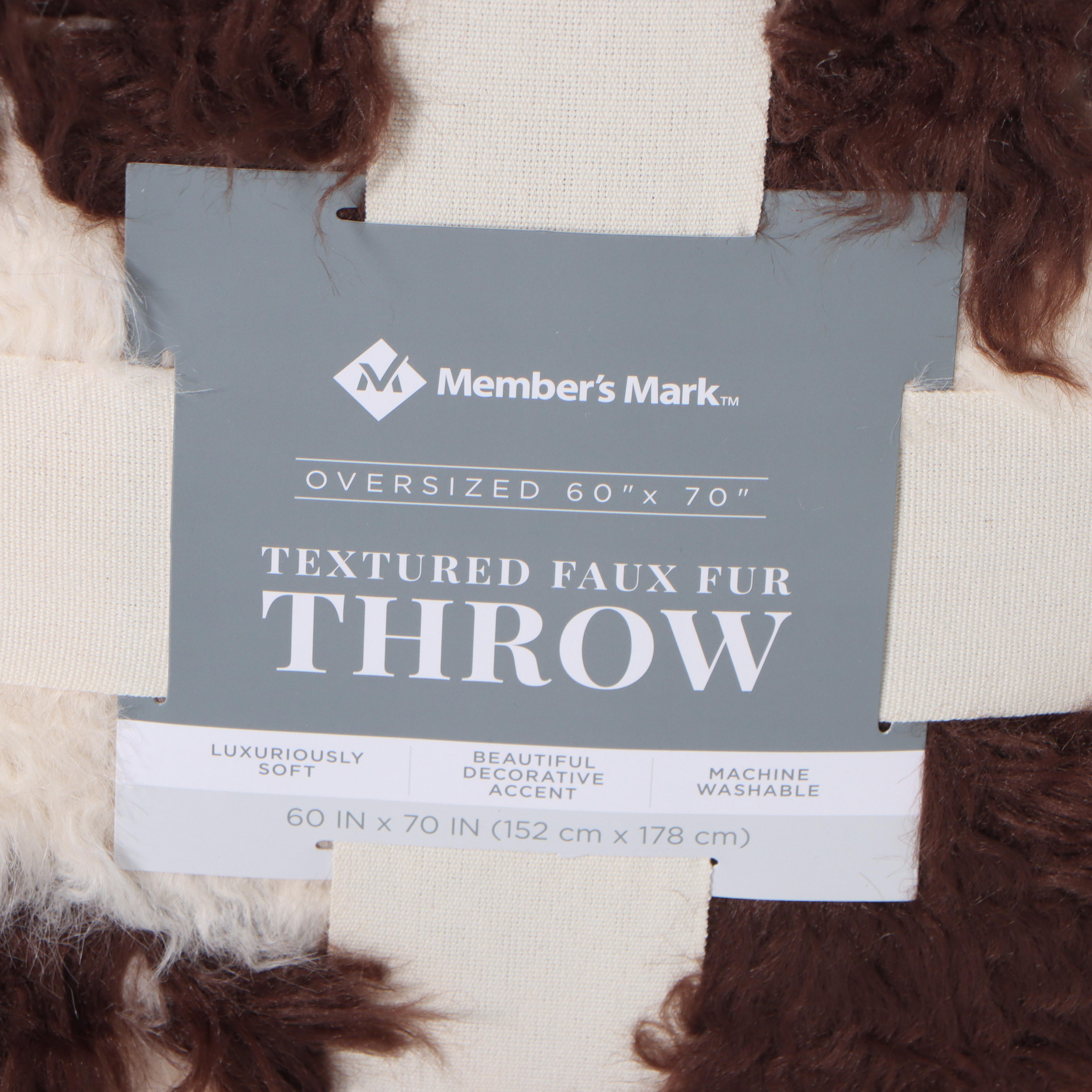 Member's Mark Brown and White Faux Fur Oversized Throw