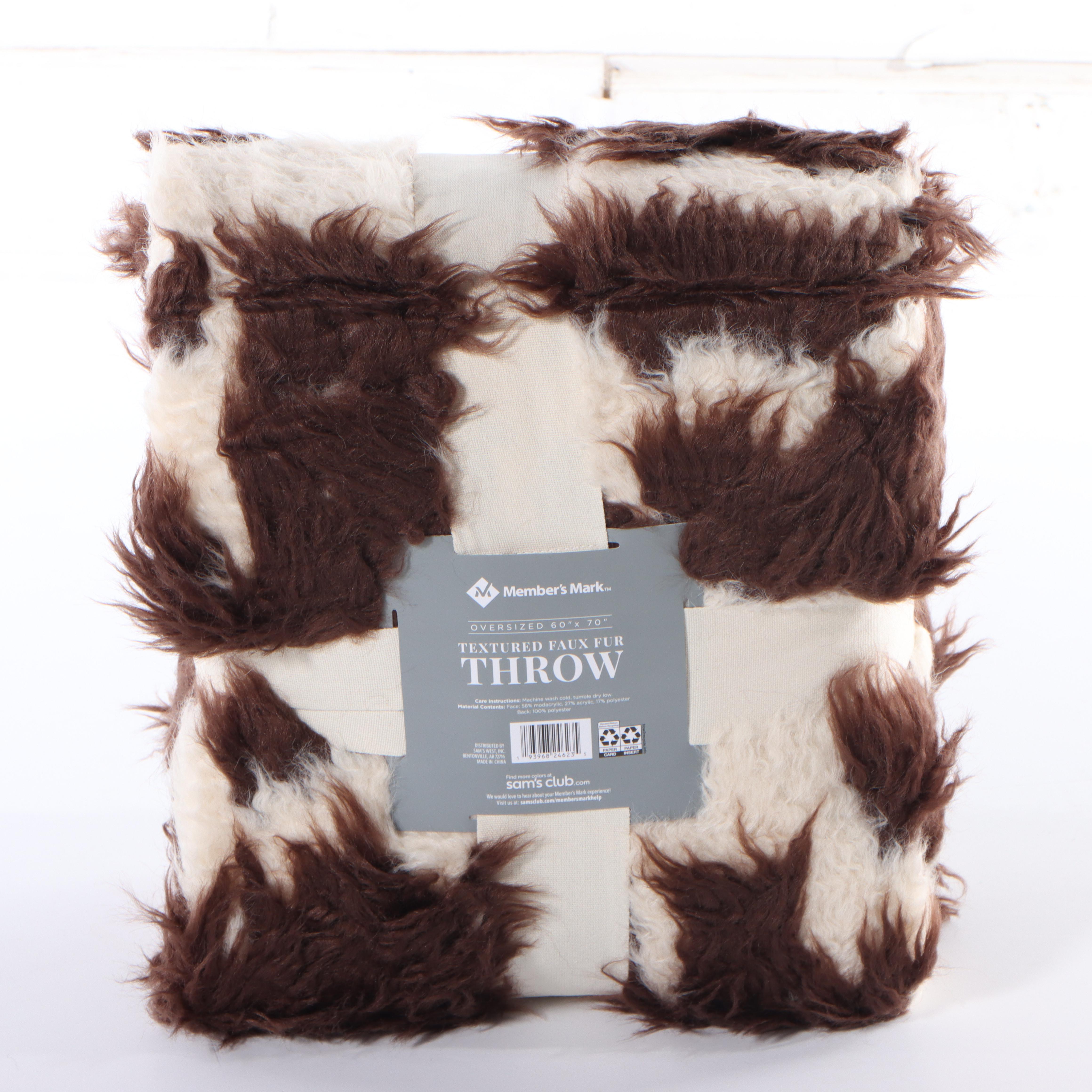 Member's Mark Brown and White Faux Fur Oversized Throw