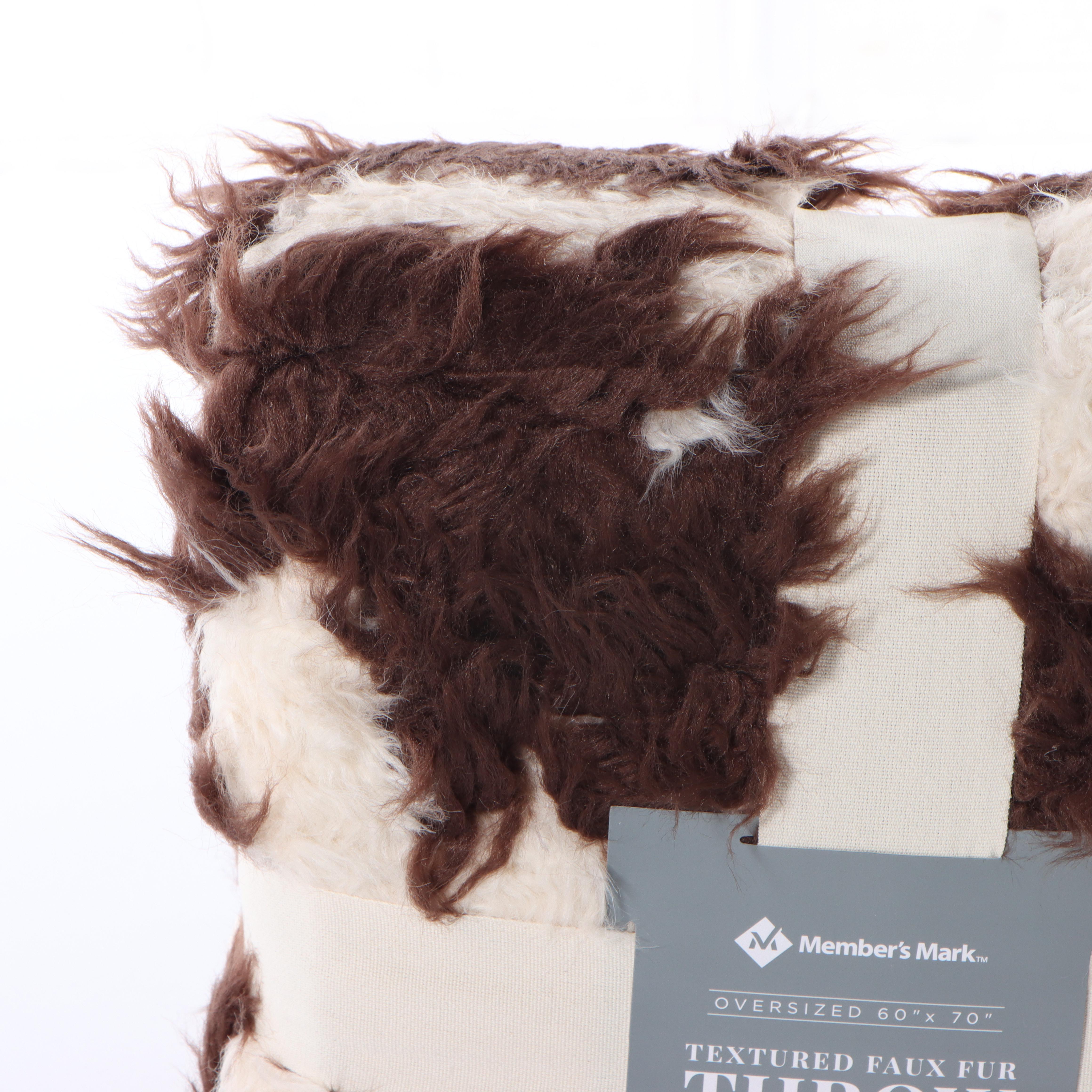 Member's Mark Brown and White Faux Fur Oversized Throw