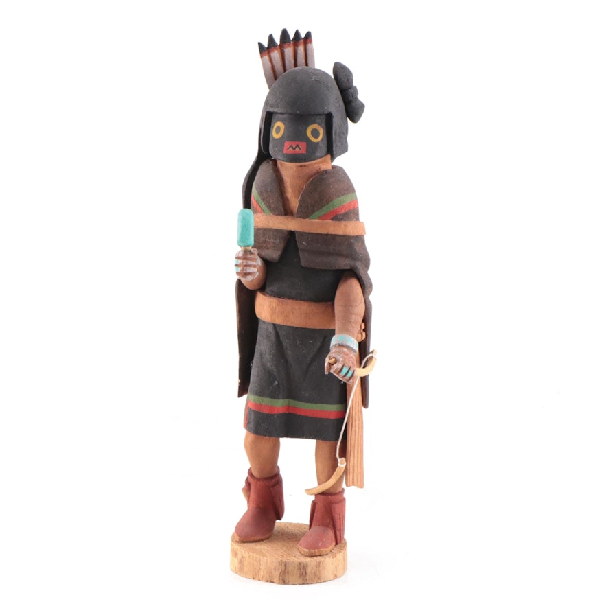 Southwestern Hopi Style Hand-Painted Wooden Warrior Figure