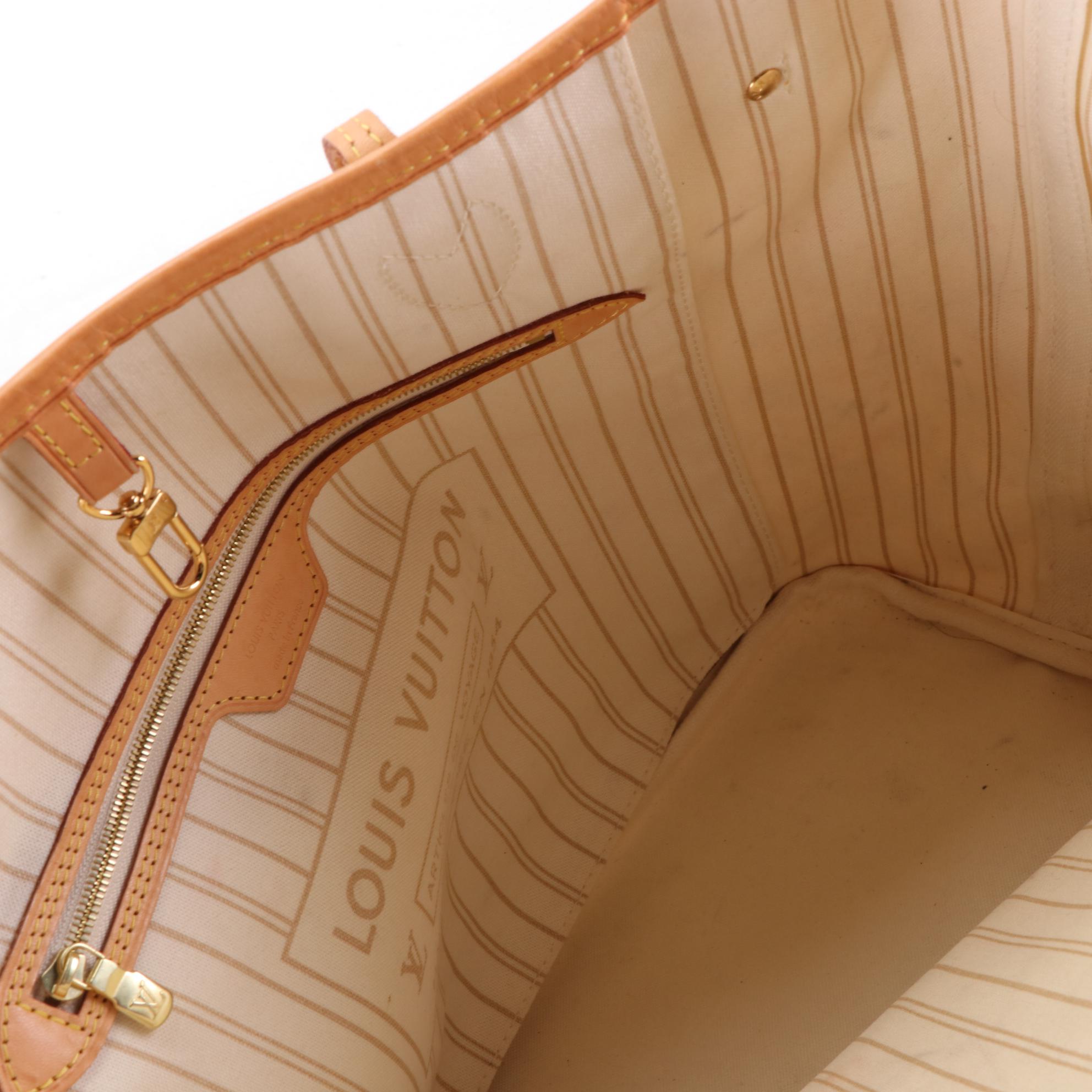 Louis Vuitton Neverfull MM in Damier Azur Canvas and Vachetta Leather with Pouch