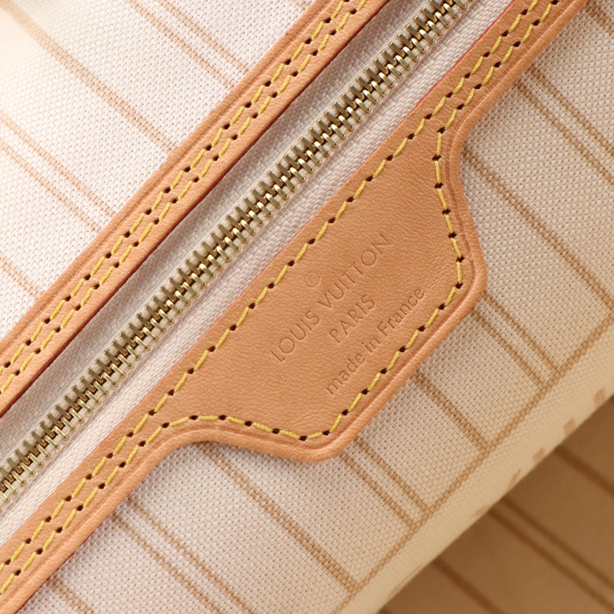 Louis Vuitton Neverfull MM in Damier Azur Canvas and Vachetta Leather with Pouch