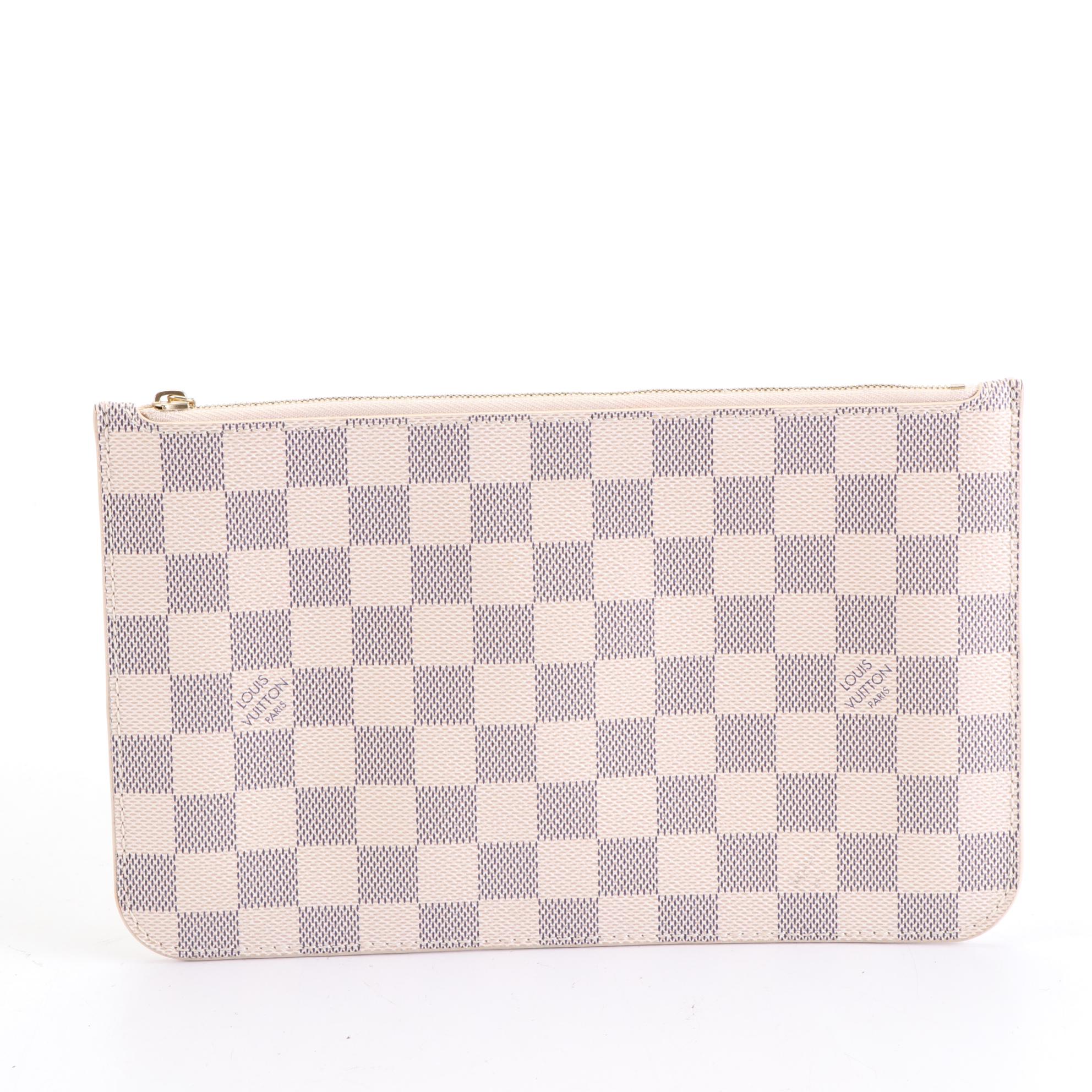 Louis Vuitton Neverfull MM in Damier Azur Canvas and Vachetta Leather with Pouch