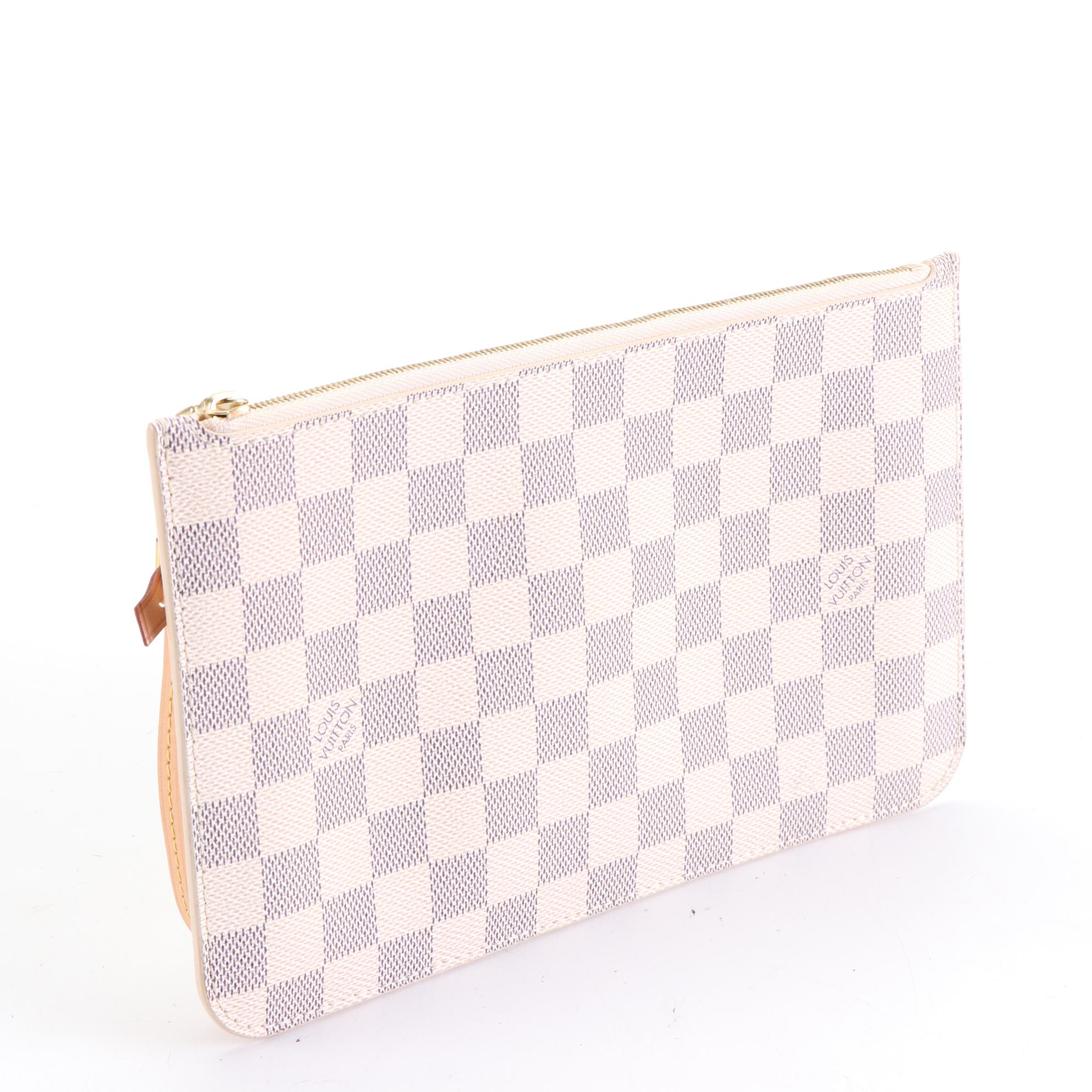 Louis Vuitton Neverfull MM in Damier Azur Canvas and Vachetta Leather with Pouch