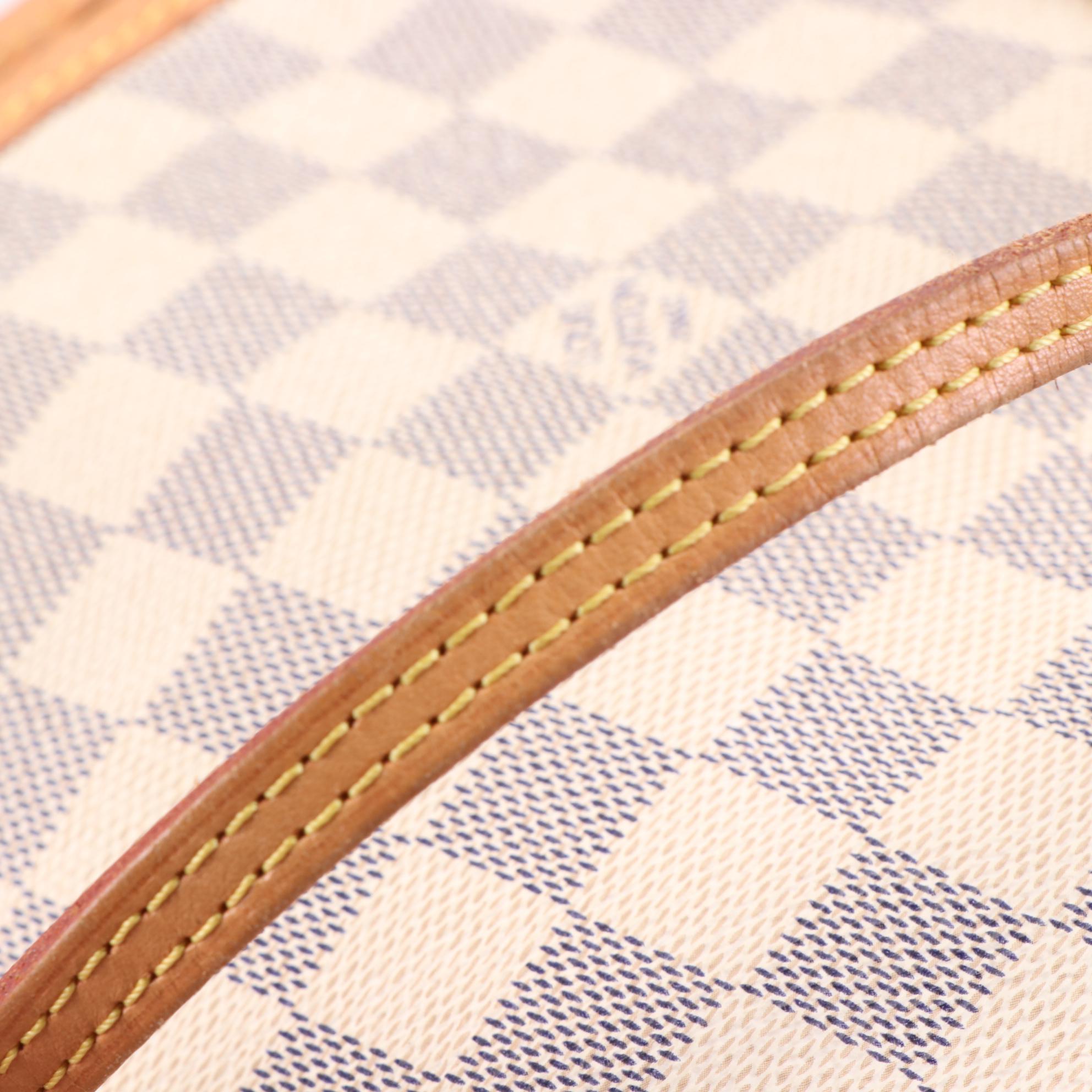 Louis Vuitton Neverfull MM in Damier Azur Canvas and Vachetta Leather with Pouch