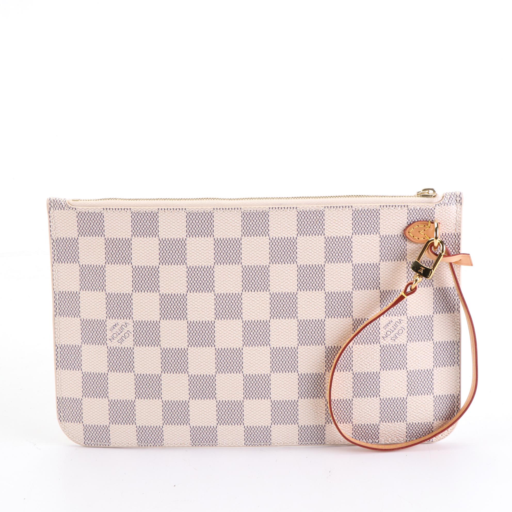 Louis Vuitton Neverfull MM in Damier Azur Canvas and Vachetta Leather with Pouch