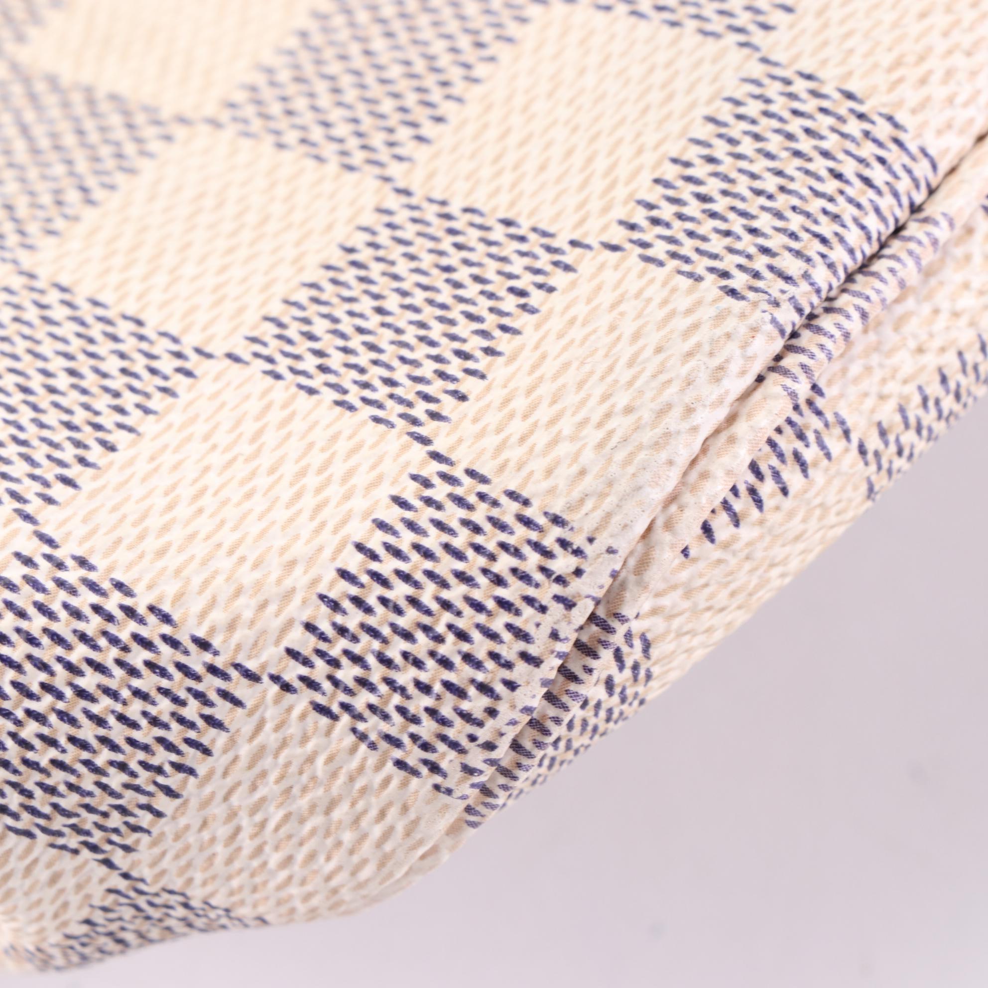 Louis Vuitton Neverfull MM in Damier Azur Canvas and Vachetta Leather with Pouch