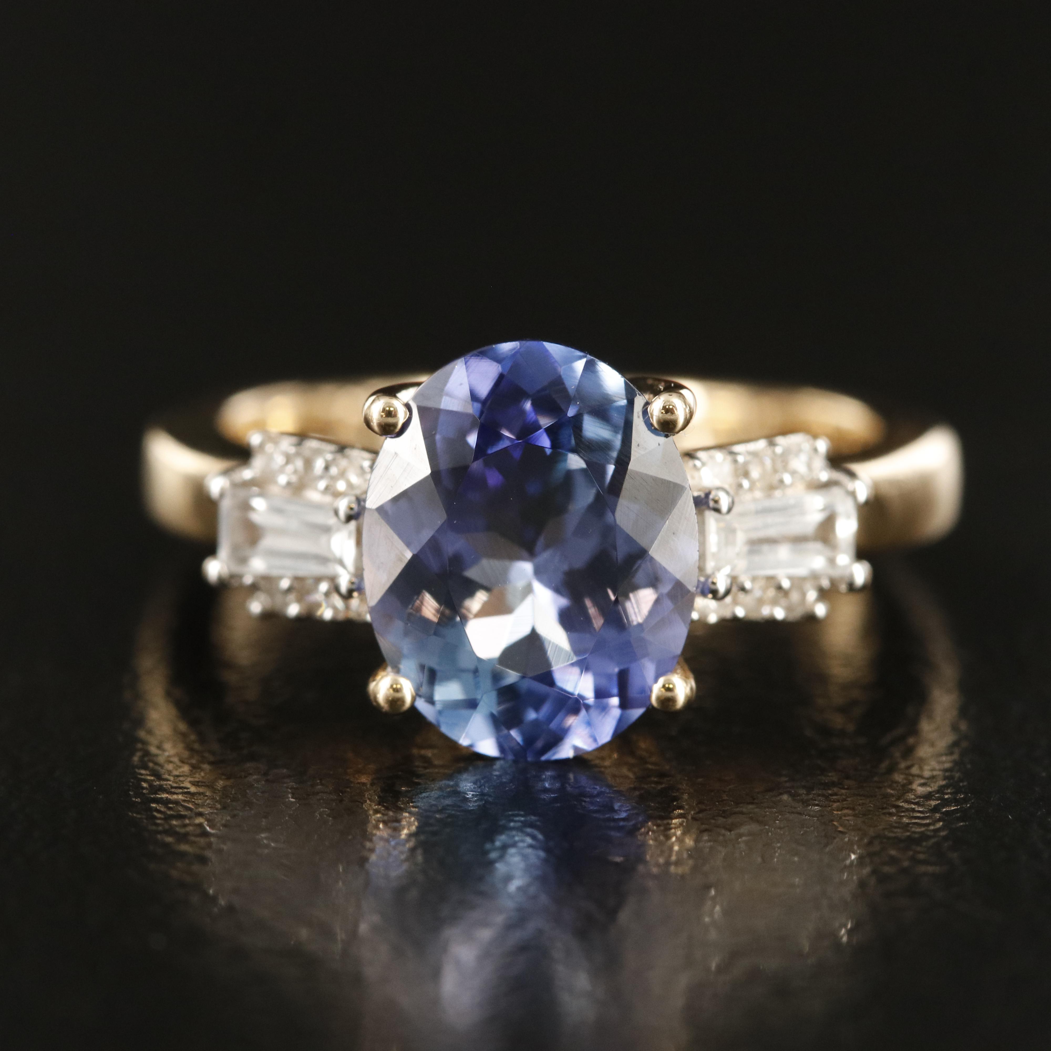 14K Tanzanite, Topaz and Diamond Ring