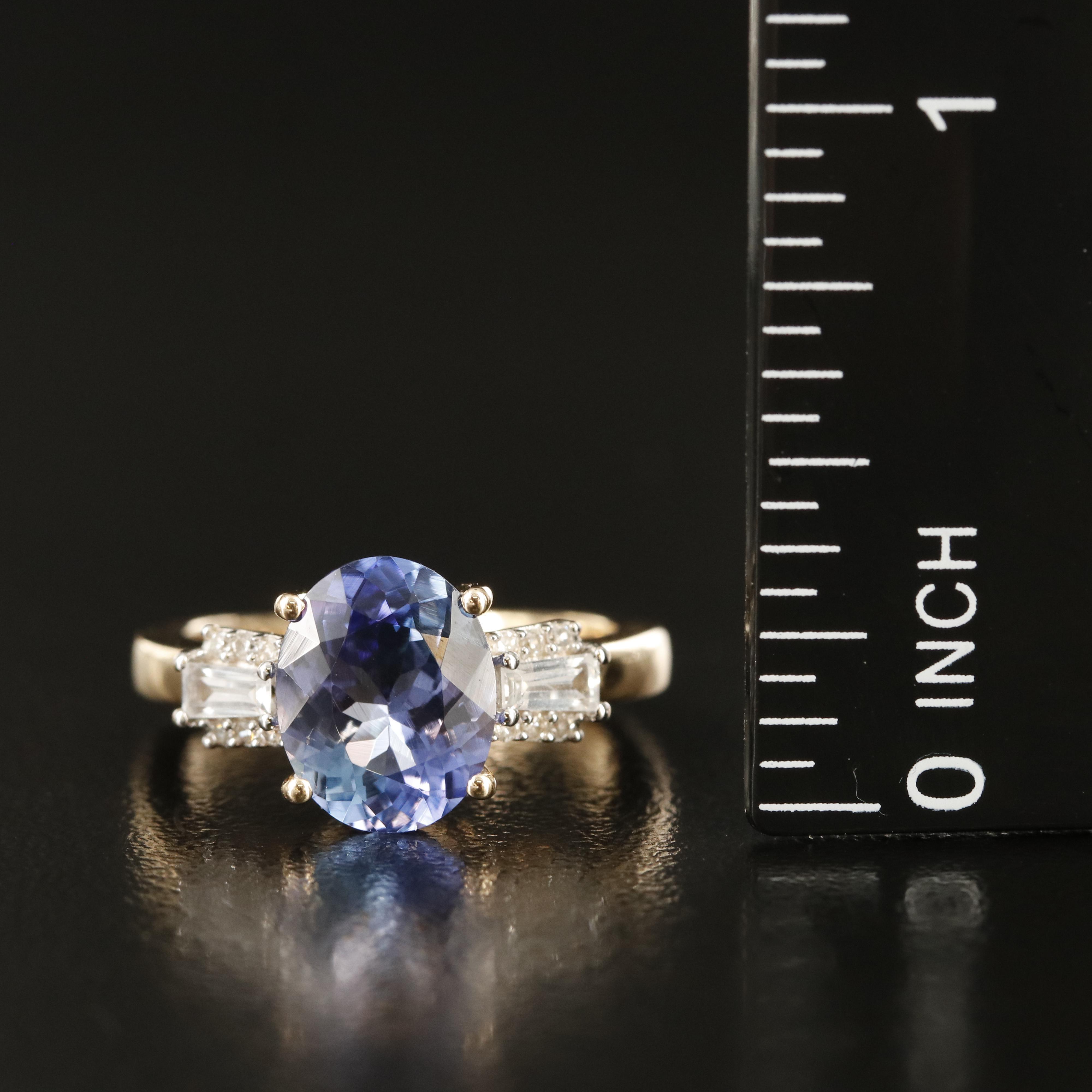 14K Tanzanite, Topaz and Diamond Ring