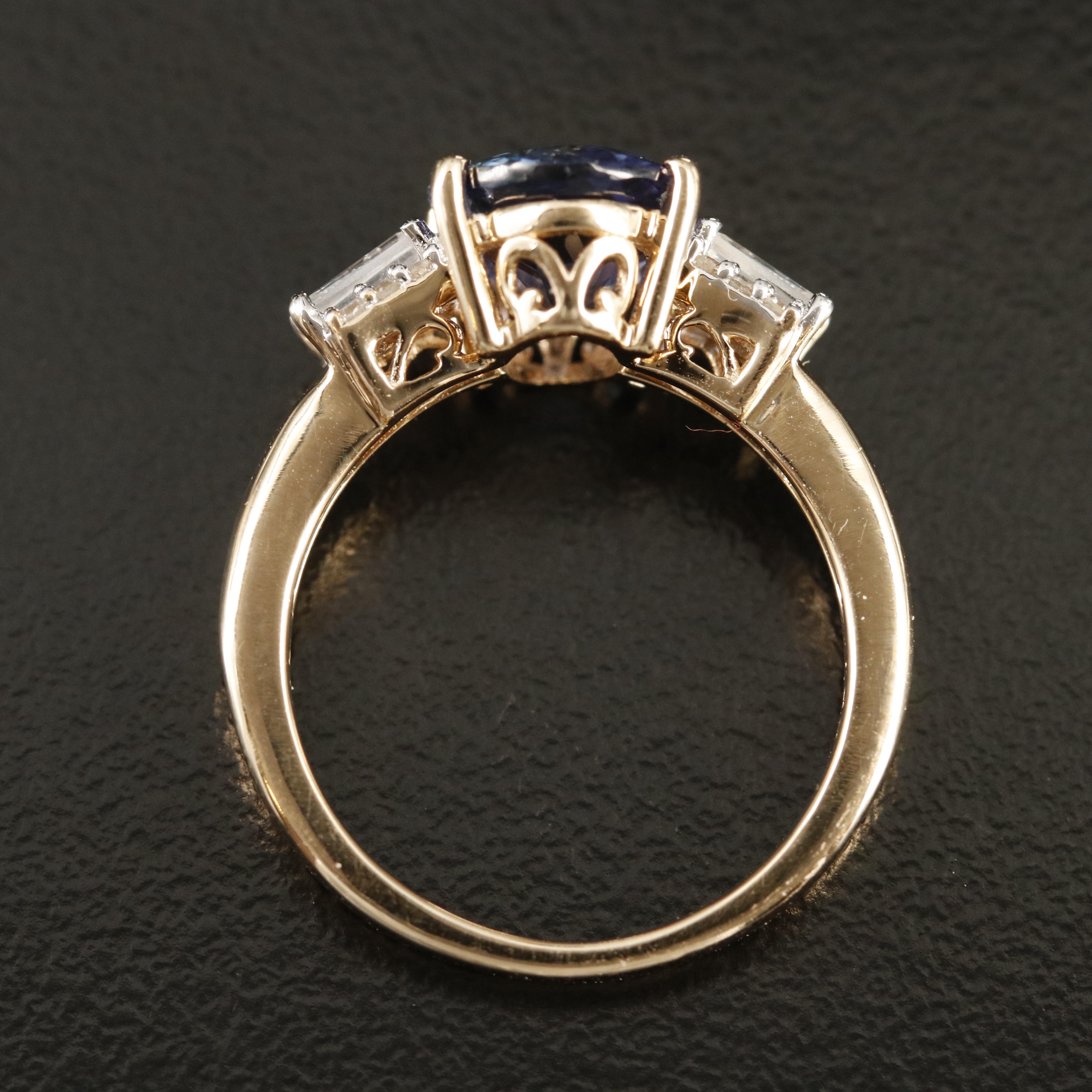 14K Tanzanite, Topaz and Diamond Ring