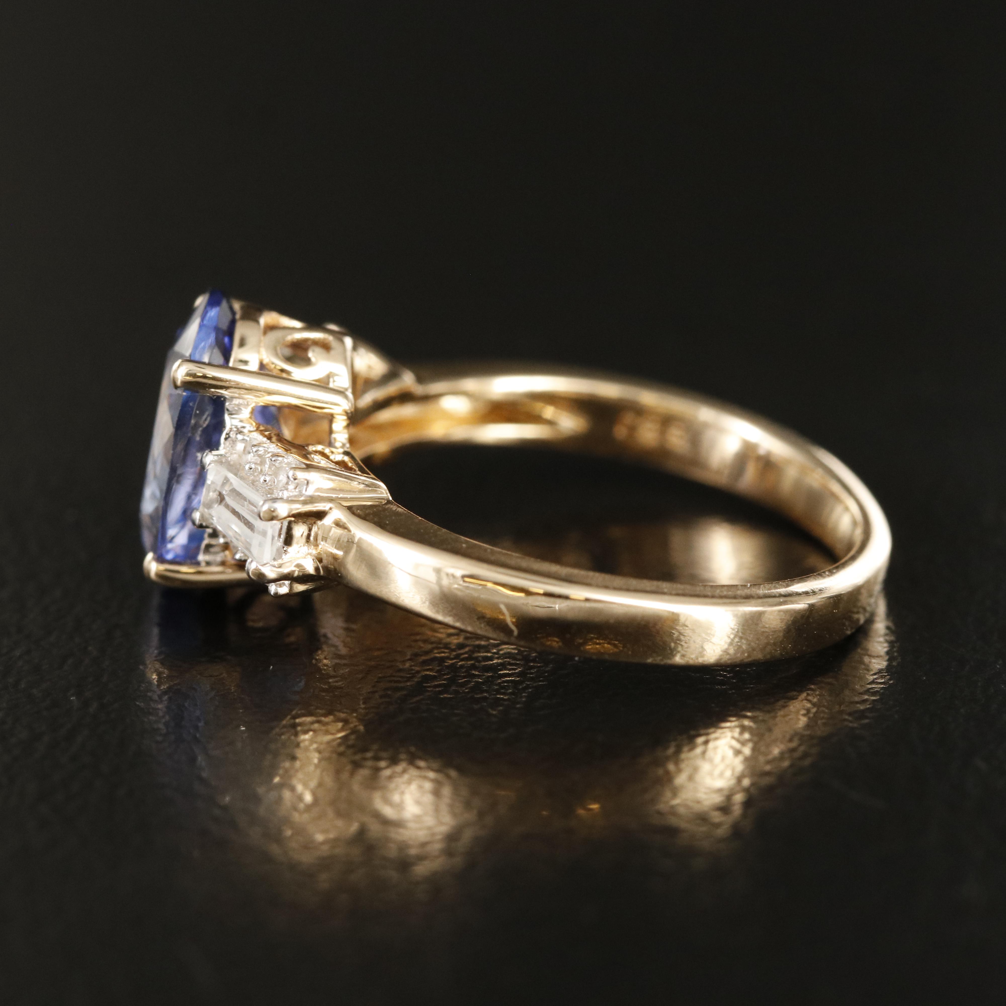14K Tanzanite, Topaz and Diamond Ring