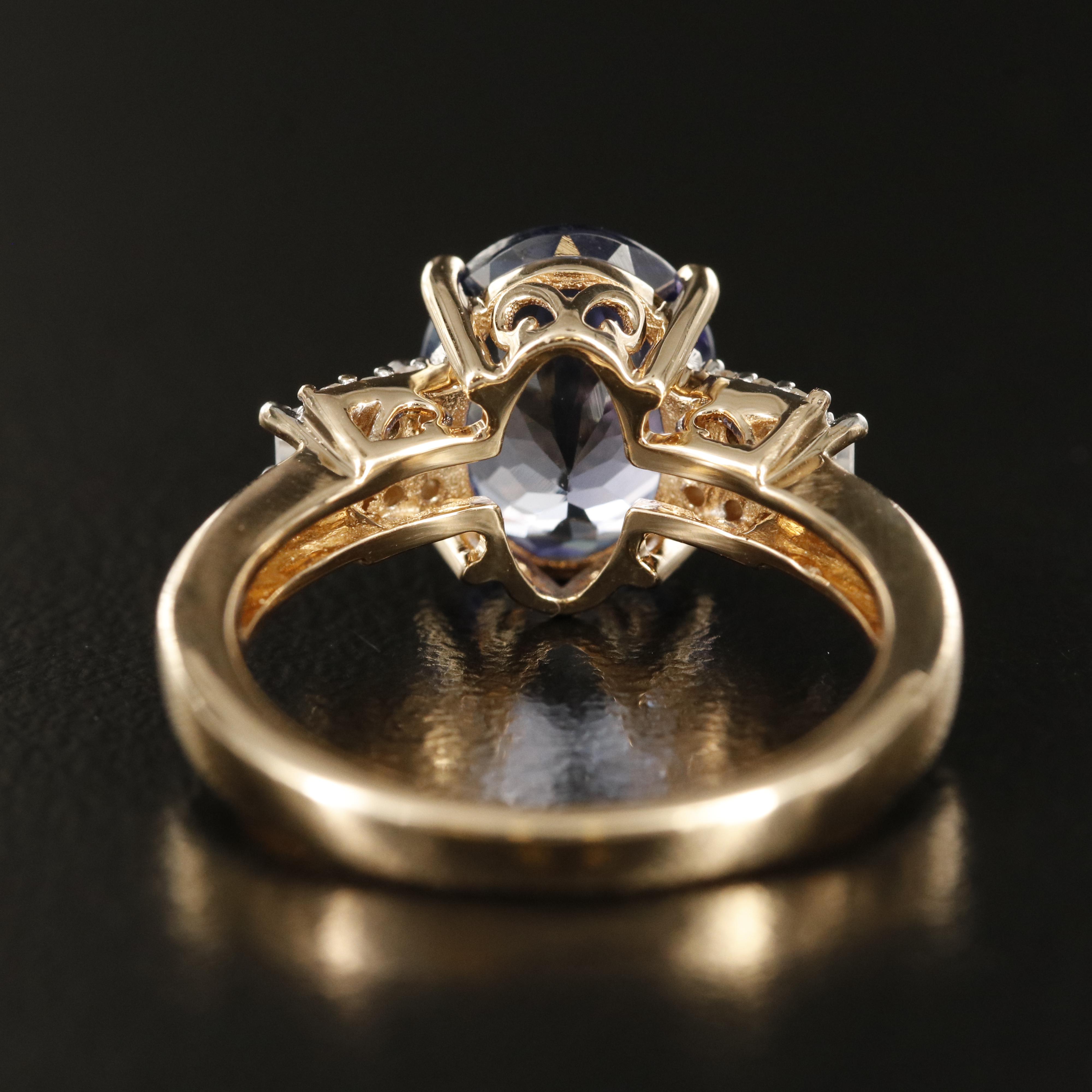 14K Tanzanite, Topaz and Diamond Ring