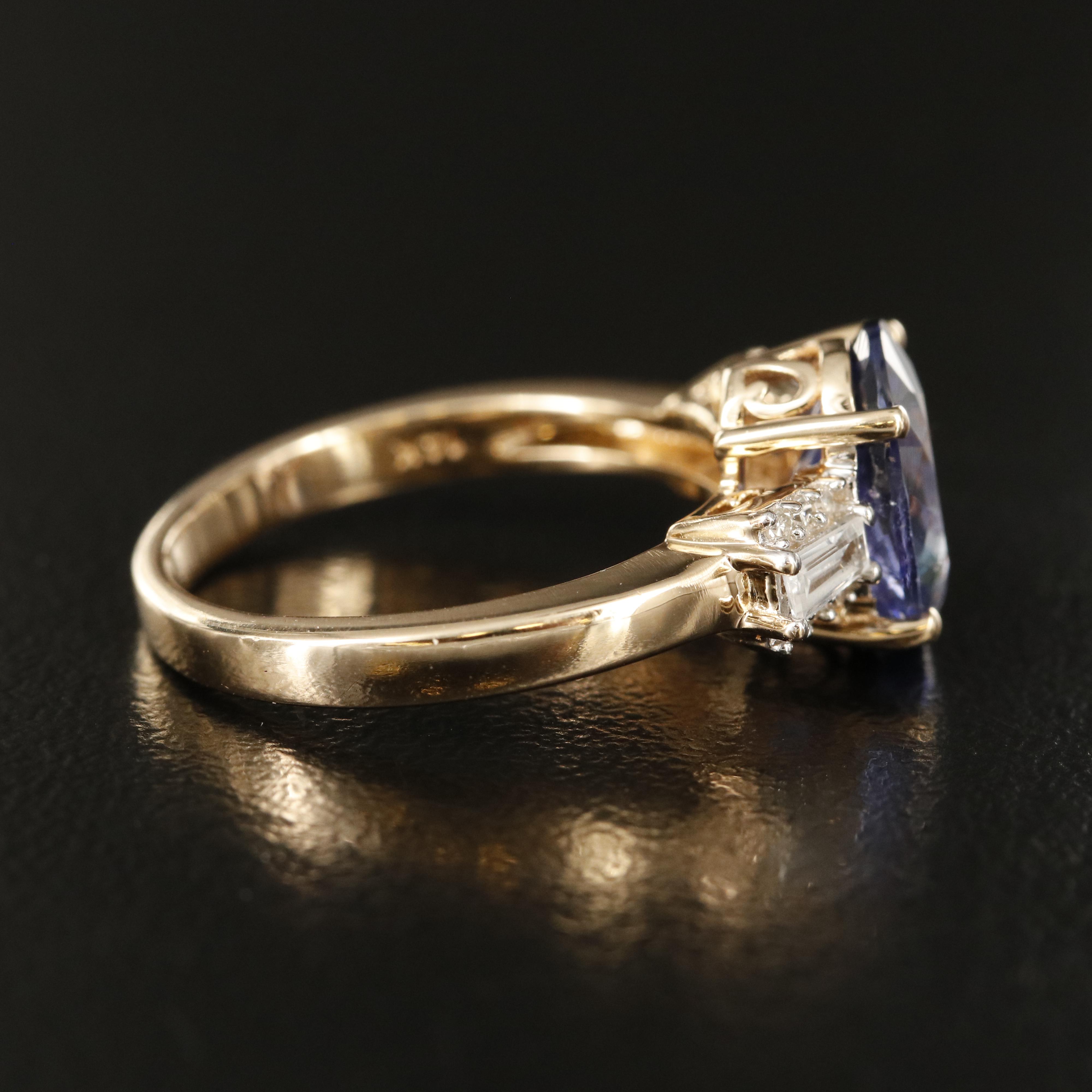 14K Tanzanite, Topaz and Diamond Ring