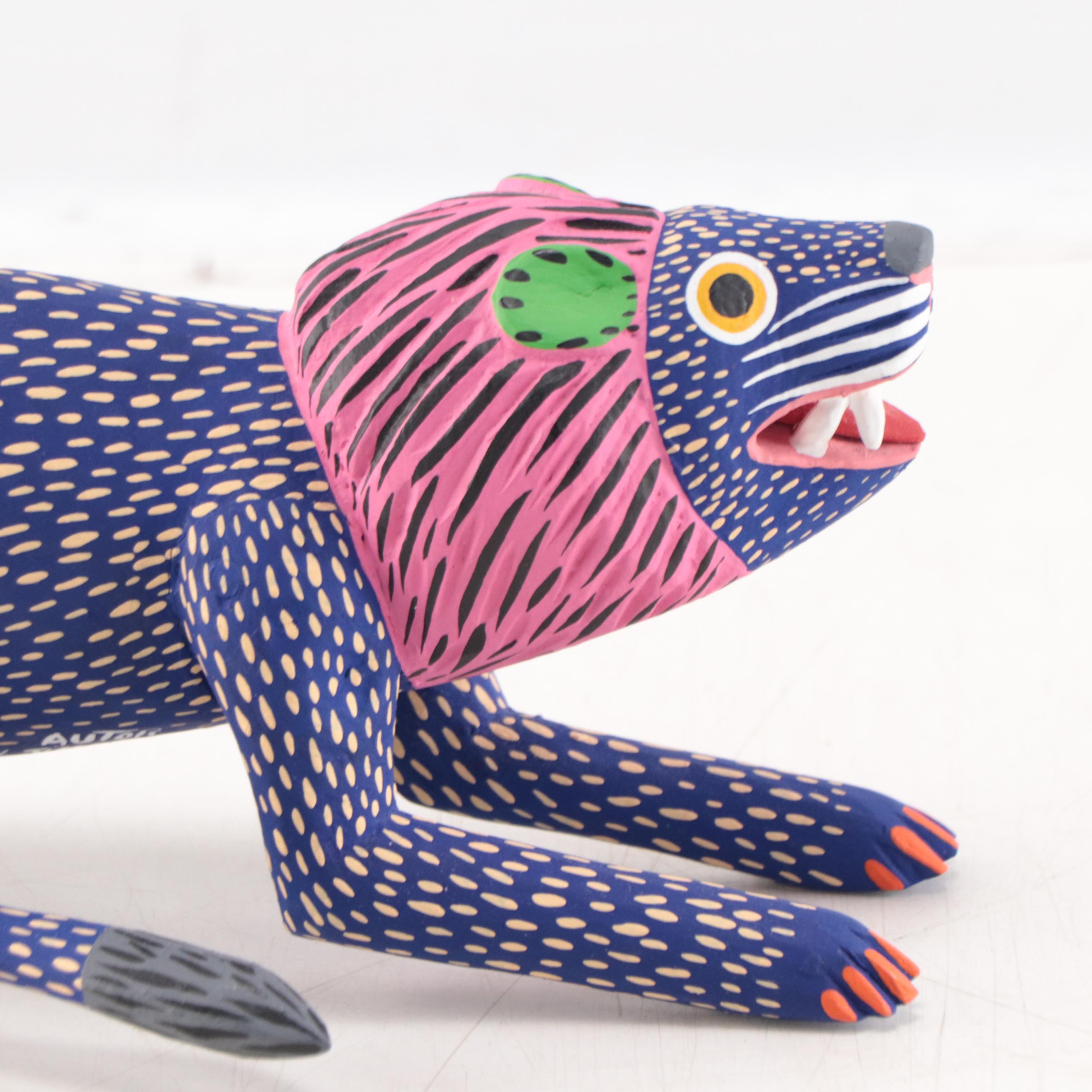 Jimenez Mexican Folk Art Hand-Painted Wood Alebrije of Lion