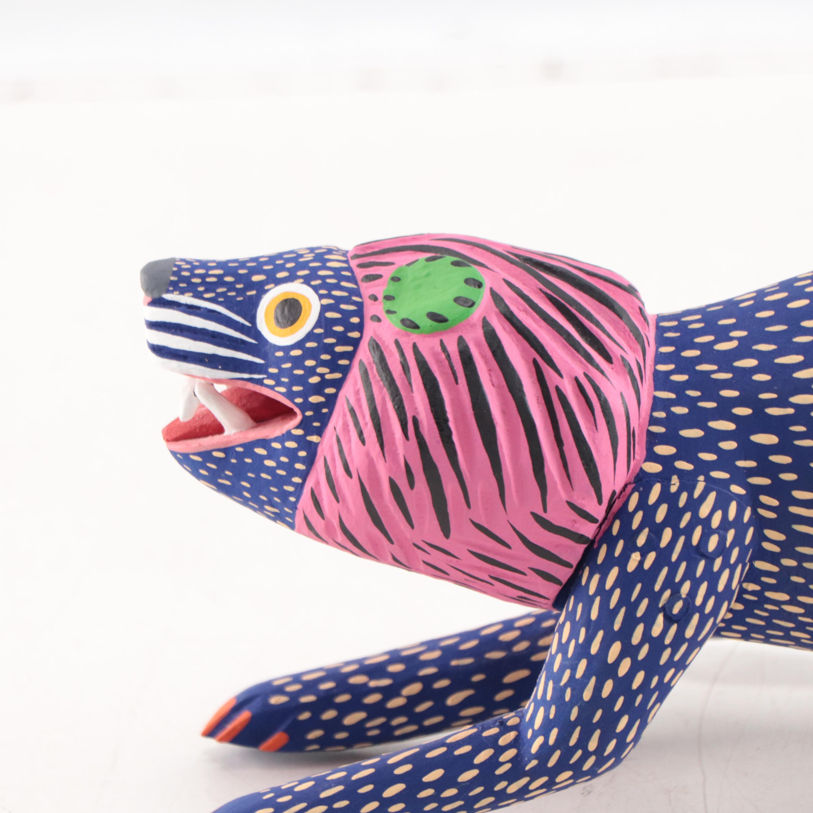 Jimenez Mexican Folk Art Hand-Painted Wood Alebrije of Lion