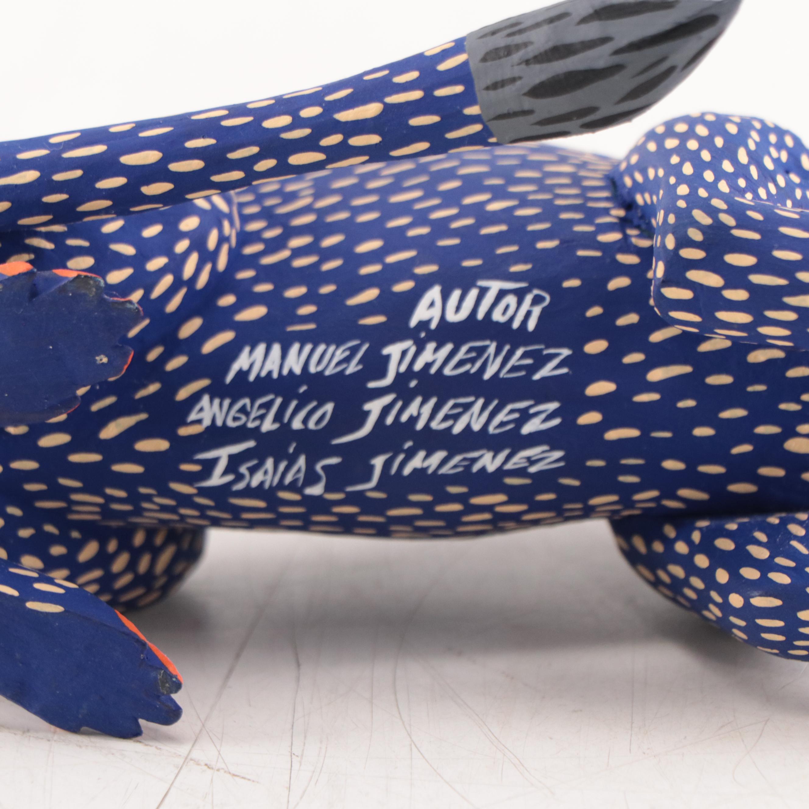 Jimenez Mexican Folk Art Hand-Painted Wood Alebrije of Lion