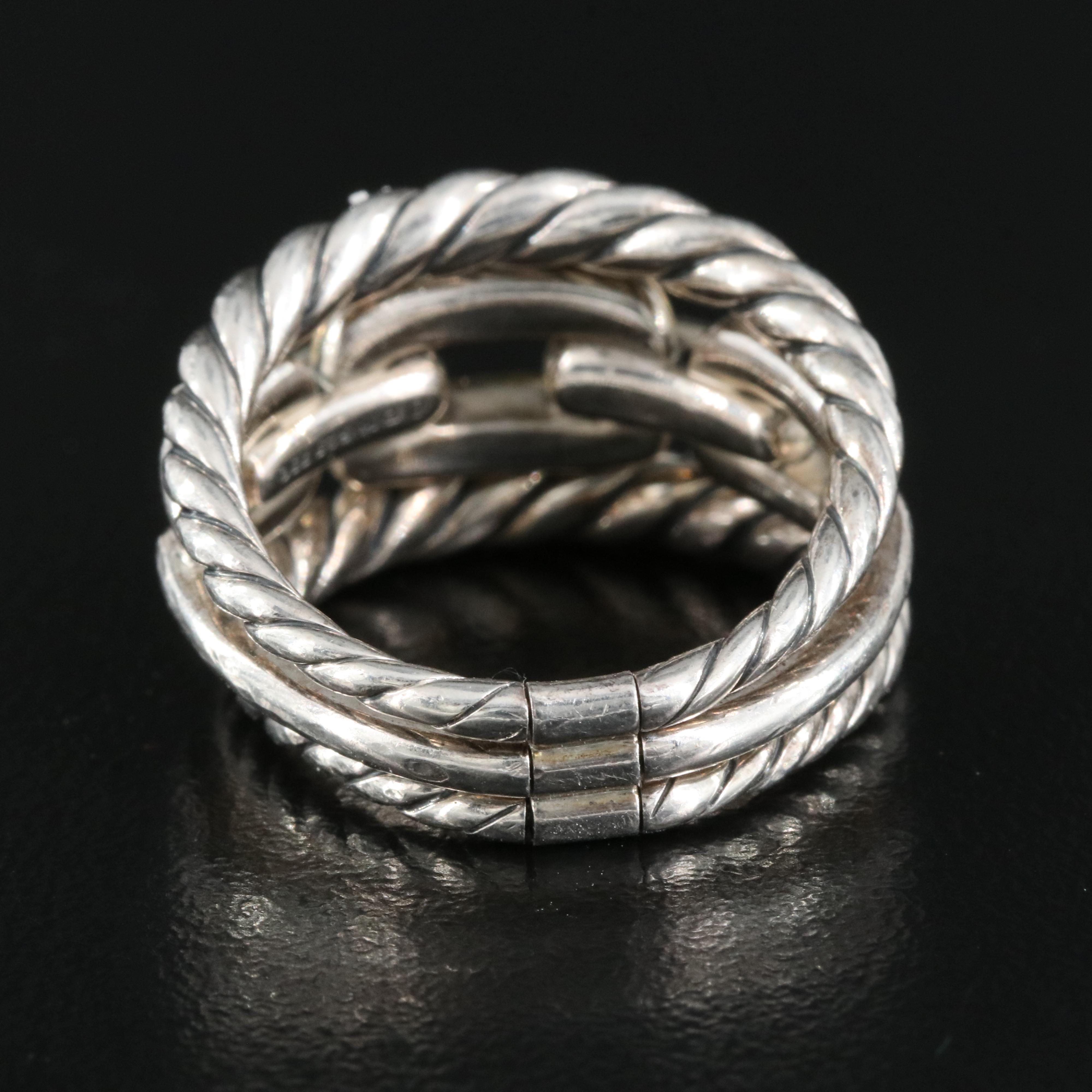 David Yurman "Stax" Sterling Three Row Ring with 18K Accents