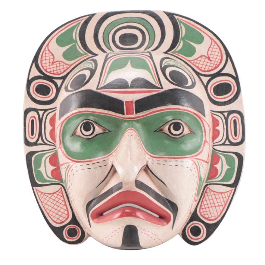 Northwest Native American Style Carved Wood Salmon Mask