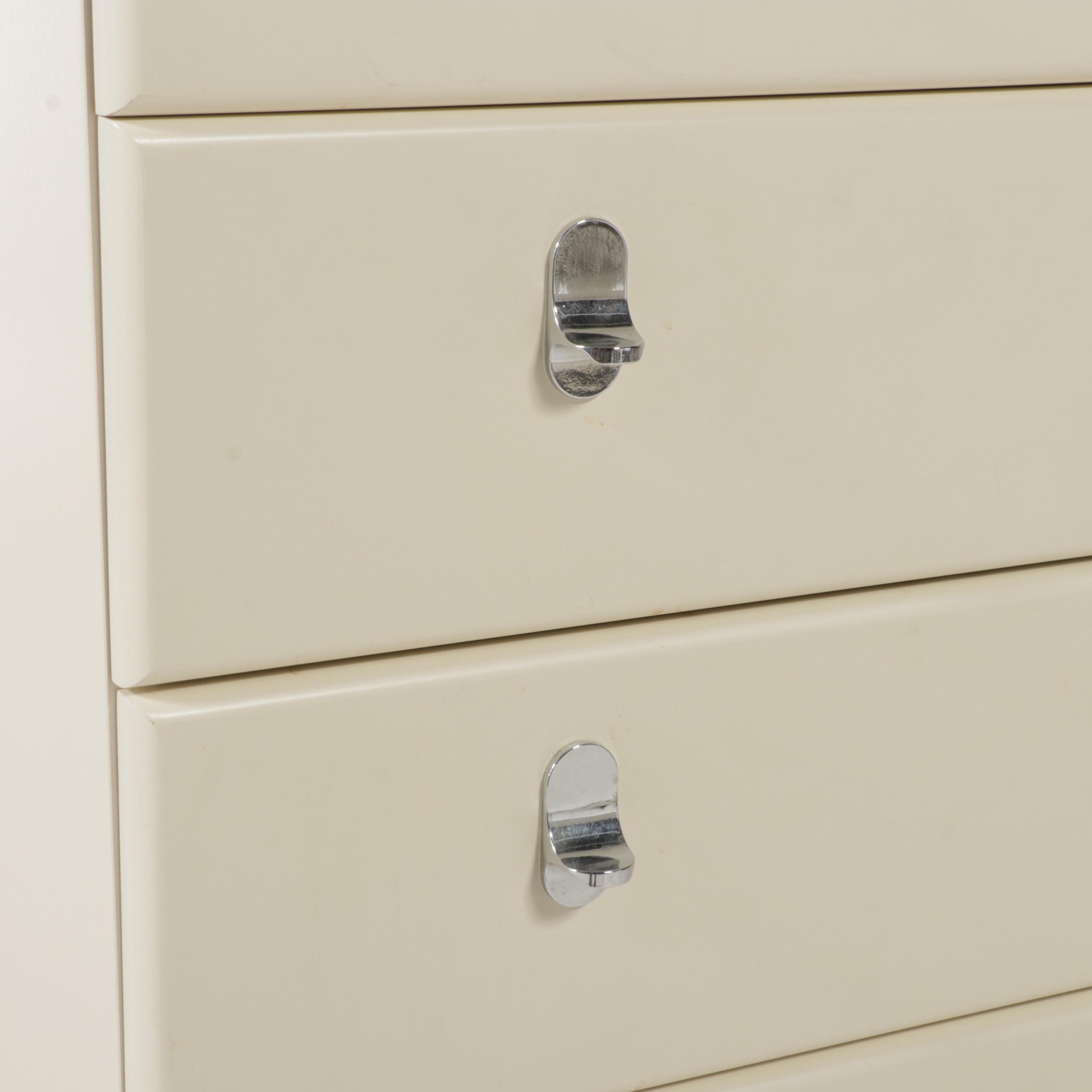 Six-Drawer Whited Lacquered Wood Chest, Mid to Late 20th Century