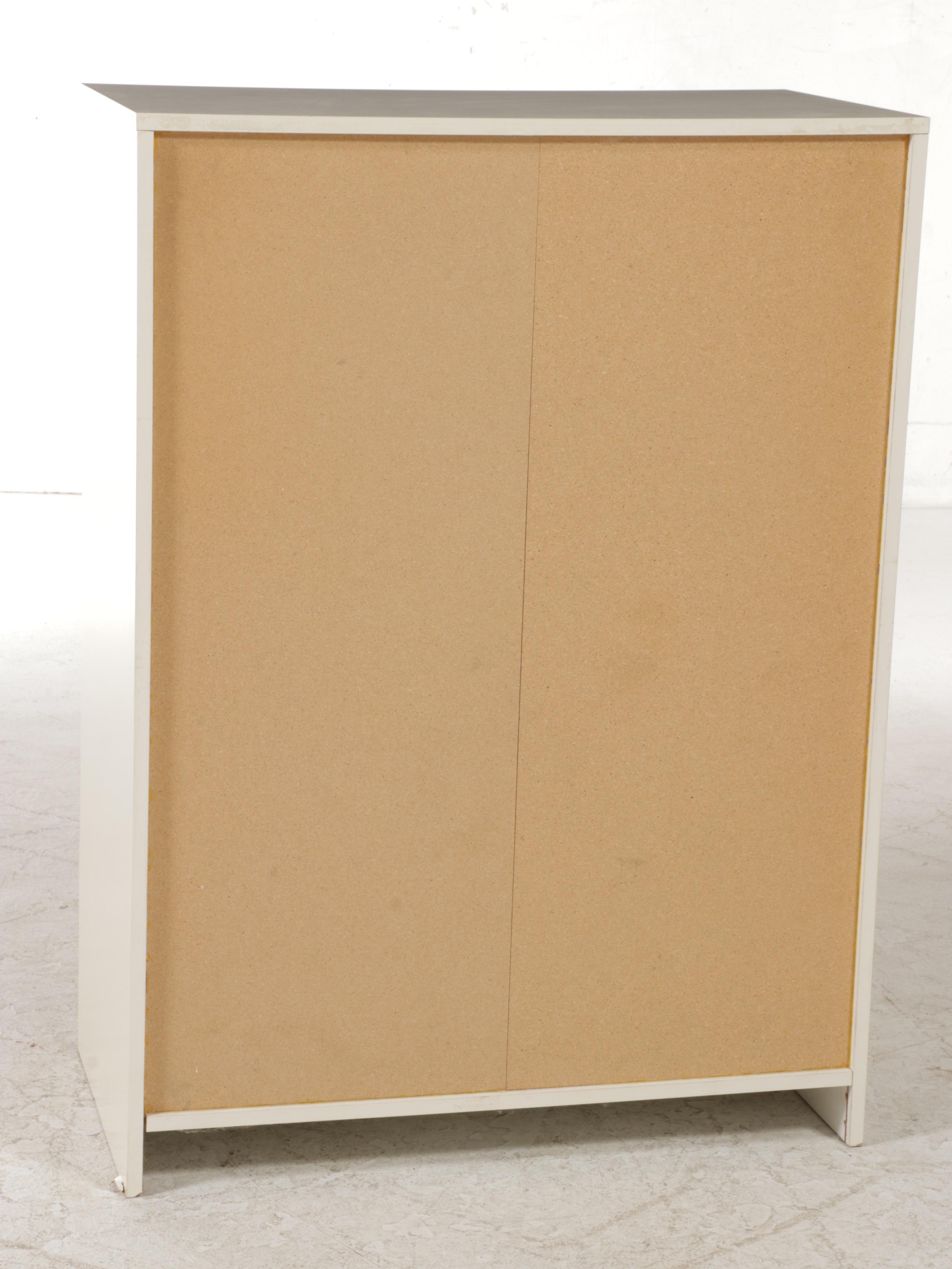 Six-Drawer Whited Lacquered Wood Chest, Mid to Late 20th Century