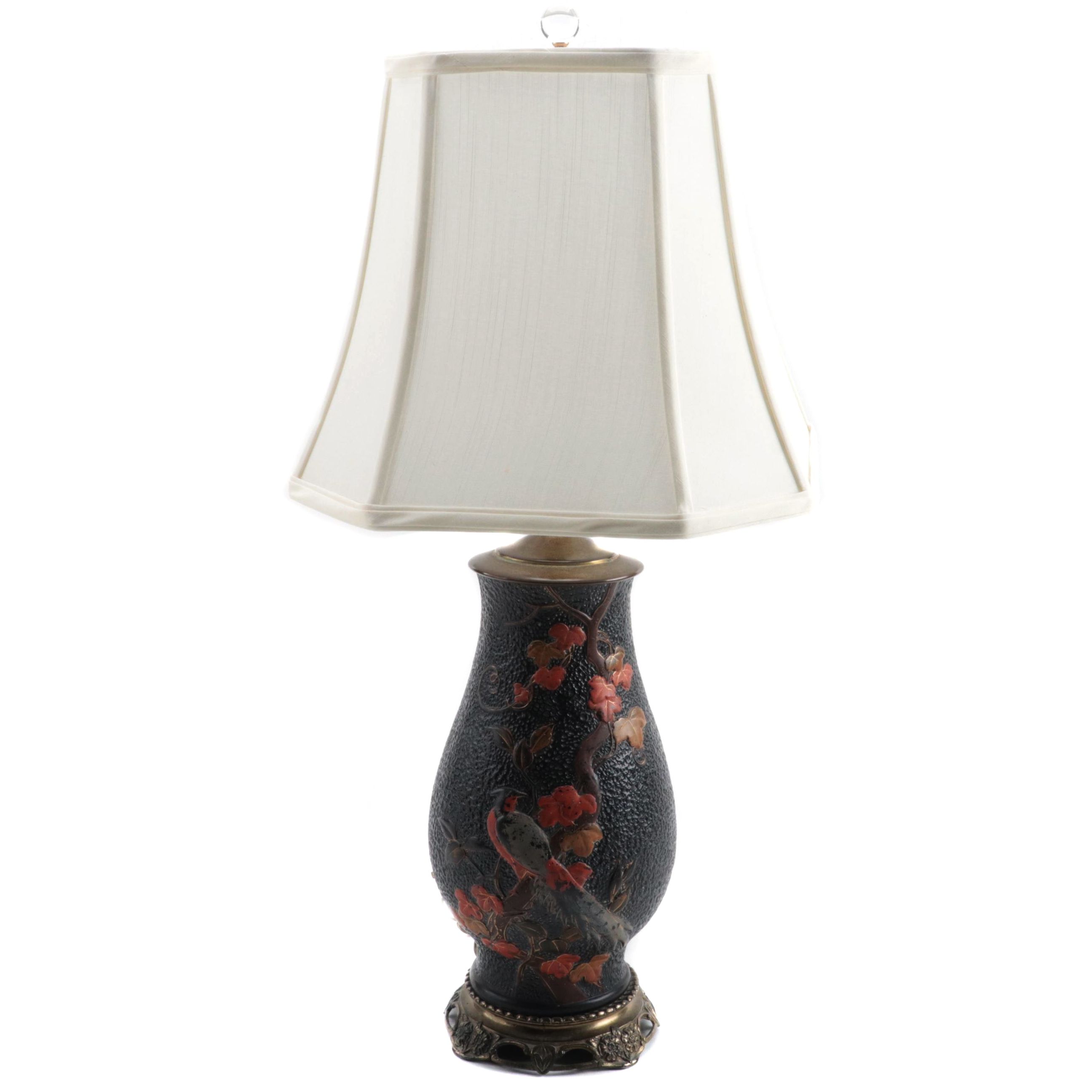 Japanese Totai Shippo Tree Bark Style Vase Table Lamp, Late 20th Century