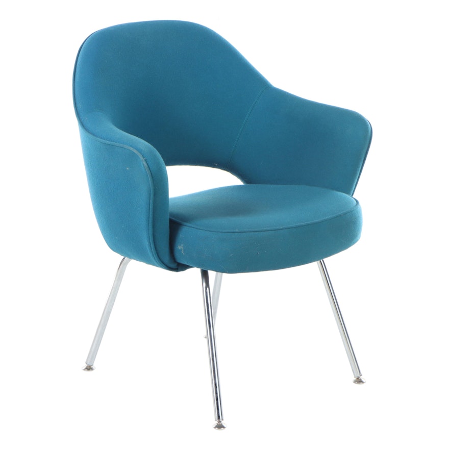 Eero Saarinen for Knoll "Executive" Modernist Custom-Upholstered Steel Armchair