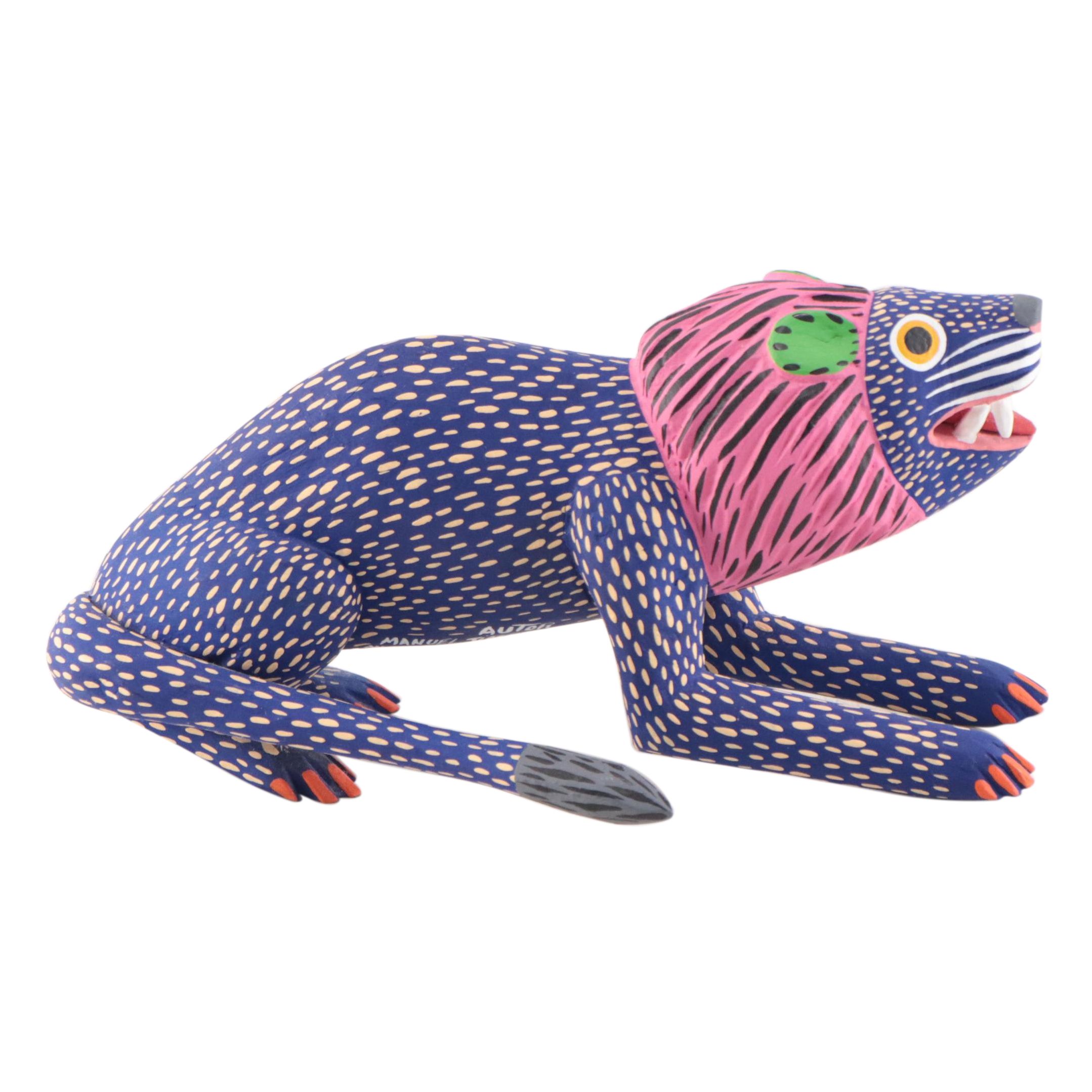 Jimenez Mexican Folk Art Hand-Painted Wood Alebrije of Lion