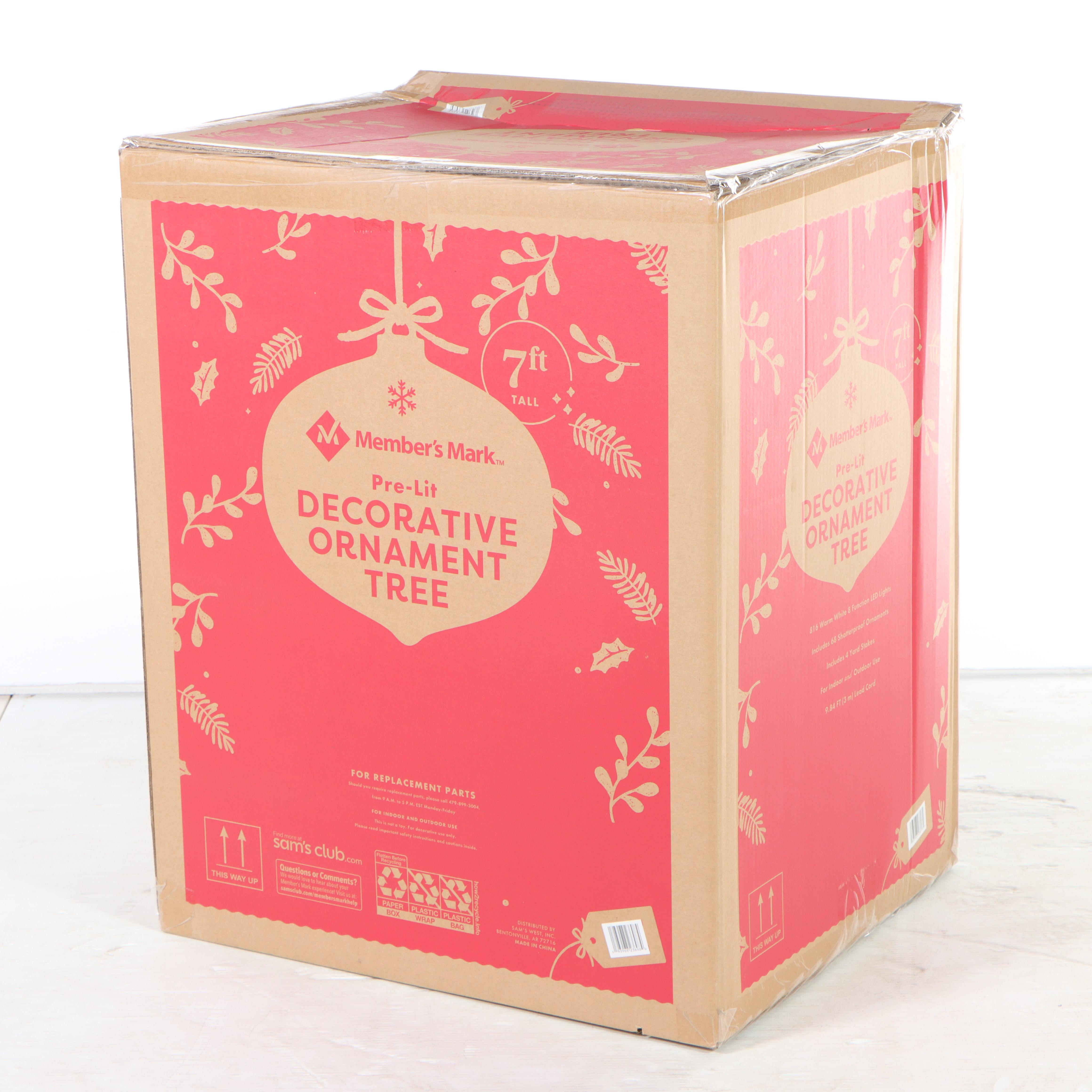 Member's Mark 7' Pre-Lit Decorative Ornament Tree in Red