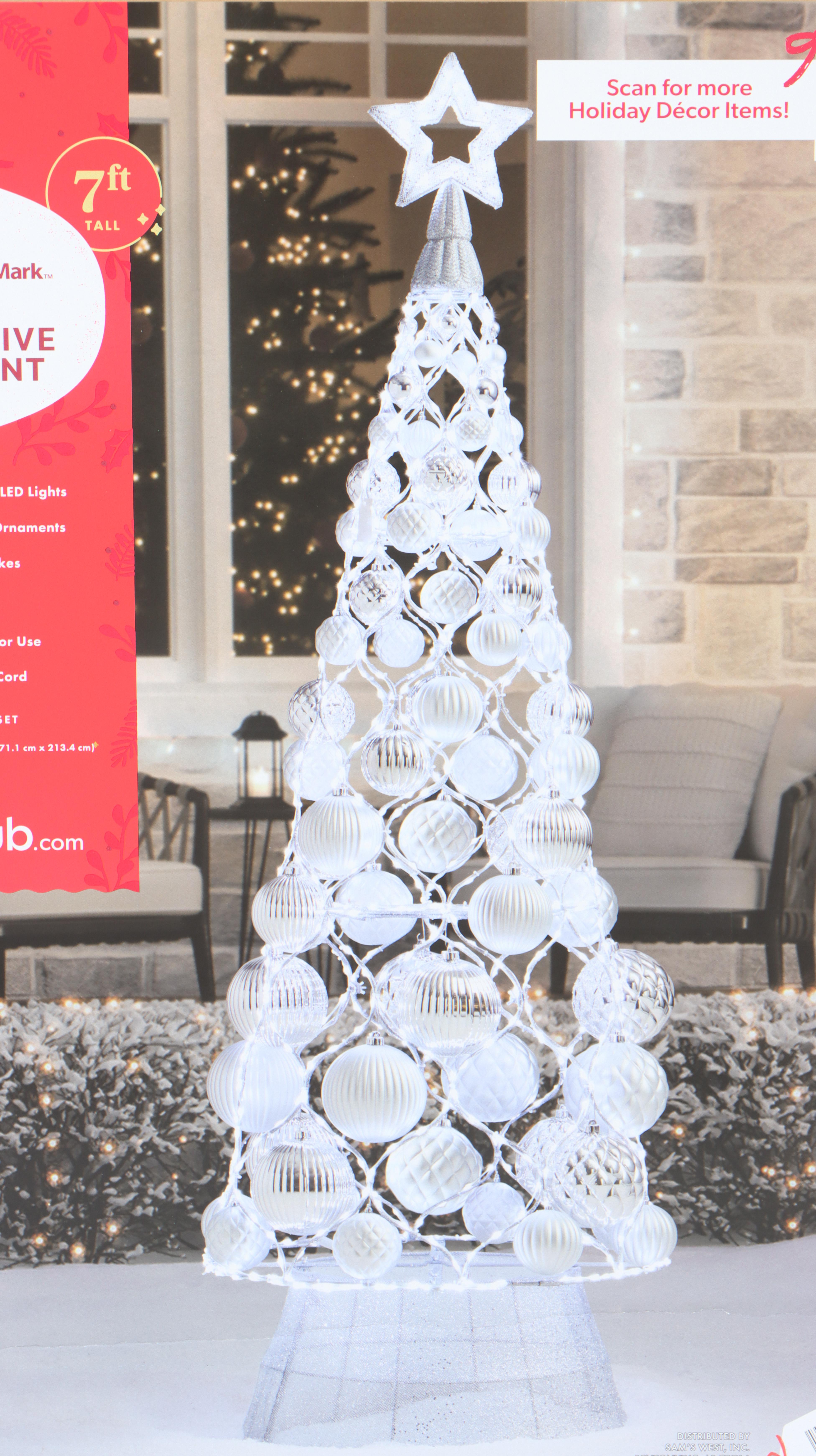 Member's Mark 7' Pre-Lit Decorative Ornament Tree in White