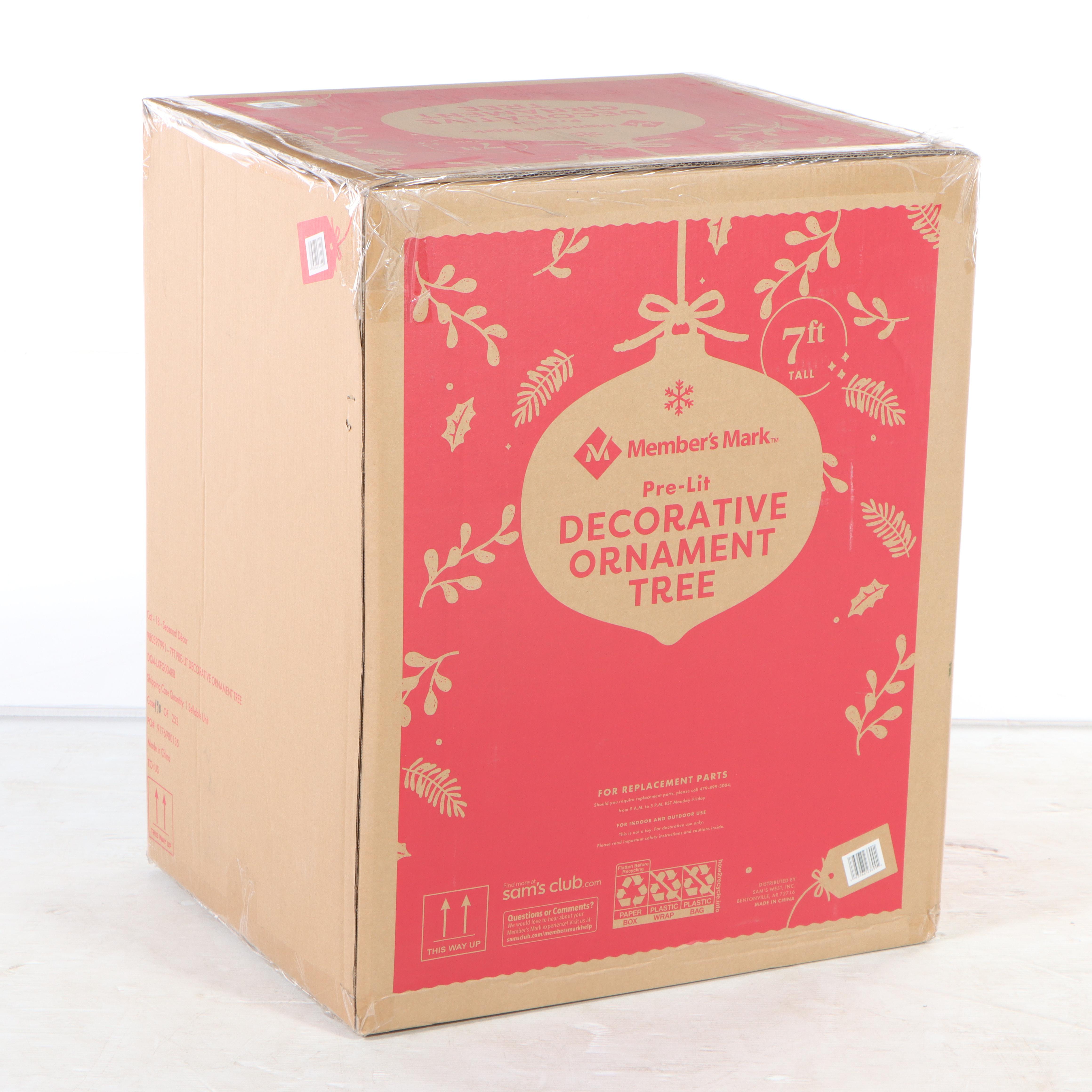 Member's Mark 7' Pre-Lit Decorative Ornament Tree in White