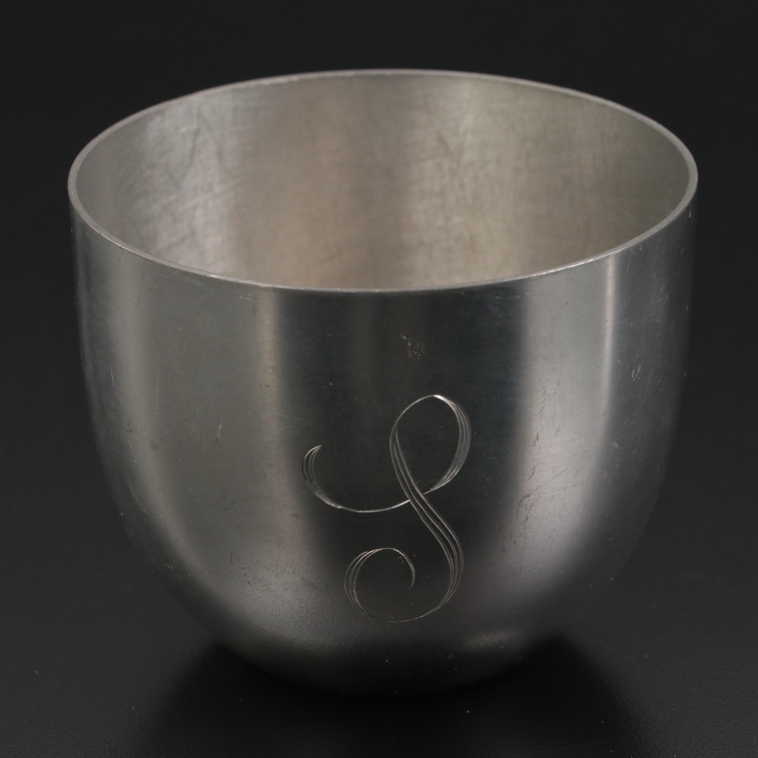 Stieff and Other Pewter Jefferson Cups with Stieff Pewter Footed Bowl
