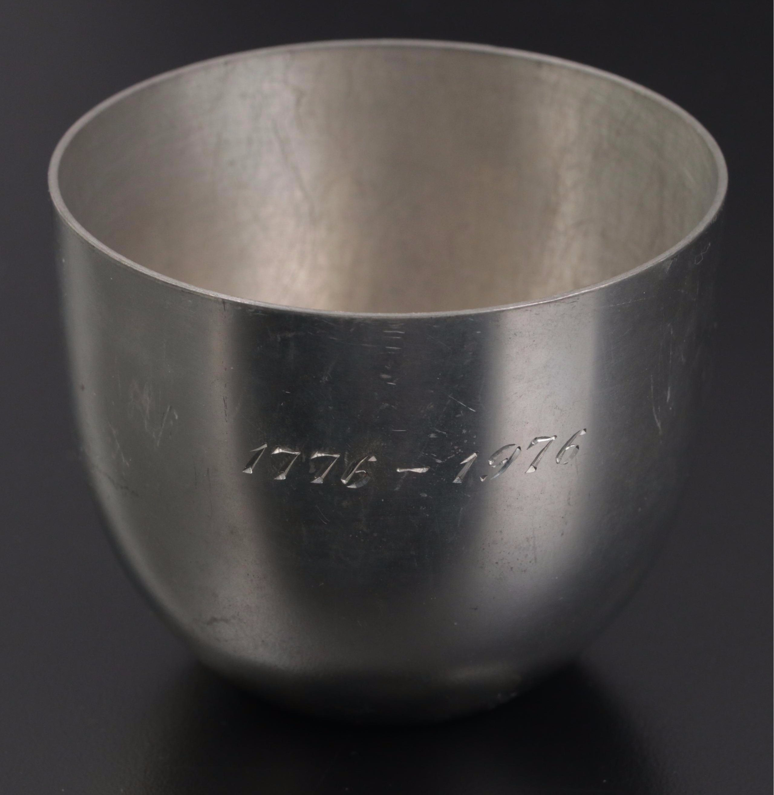 Stieff and Other Pewter Jefferson Cups with Stieff Pewter Footed Bowl